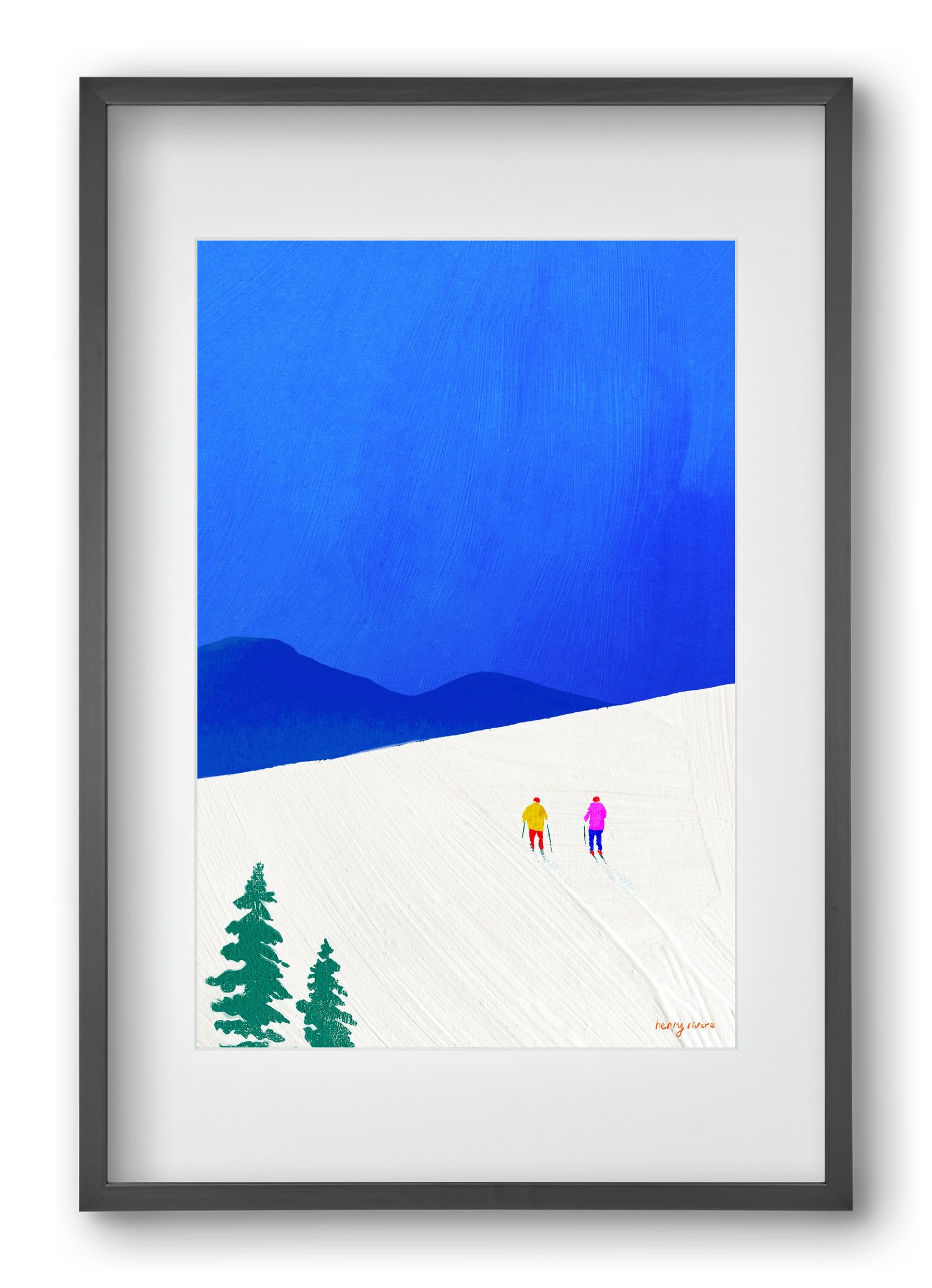 Ski buddies, 40x60 cm (30x45 cm), Fekete keret, paszpartuval