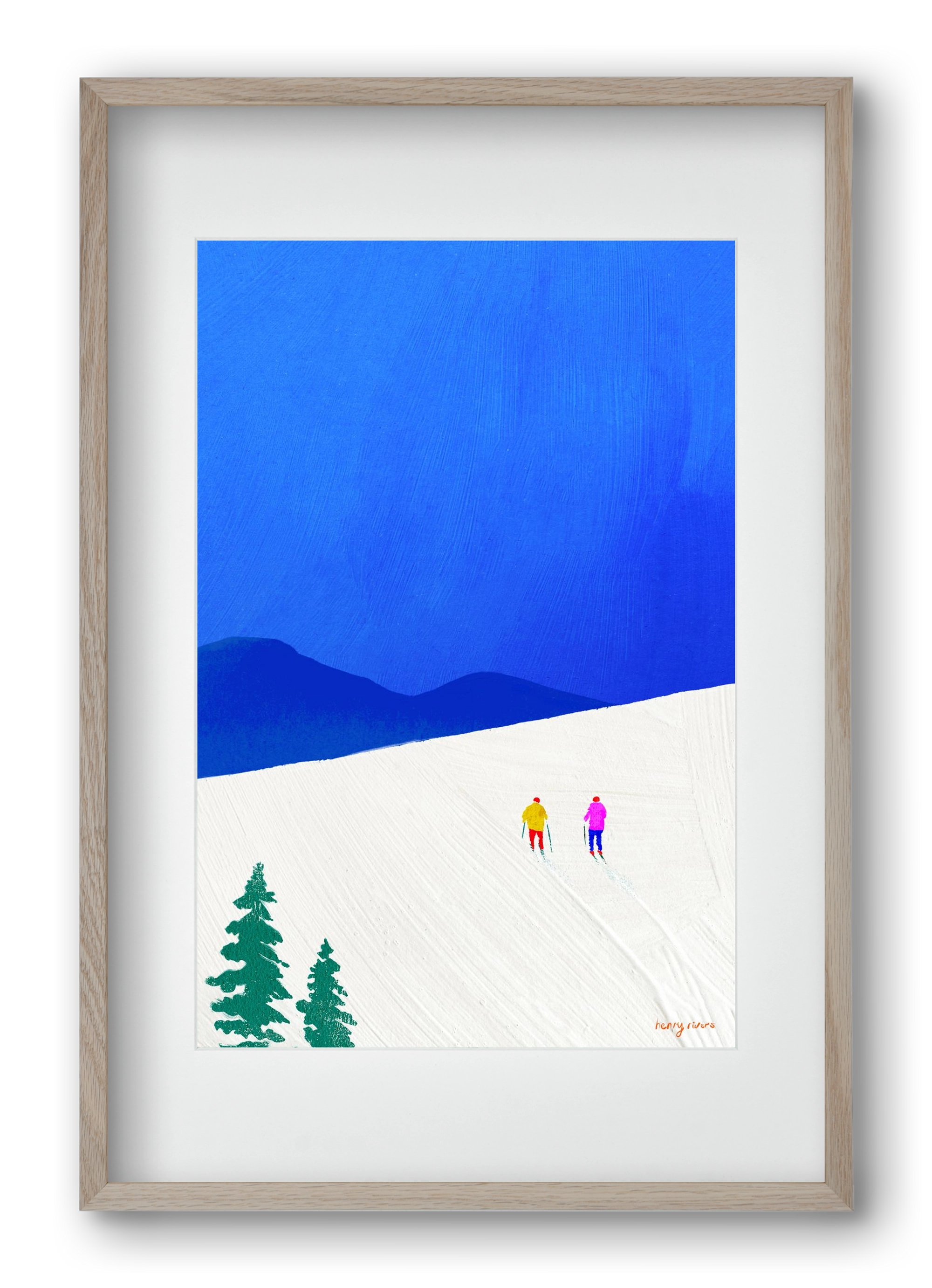 Ski buddies, 40x60 cm (30x45 cm), Tölgy keret, paszpartuval
