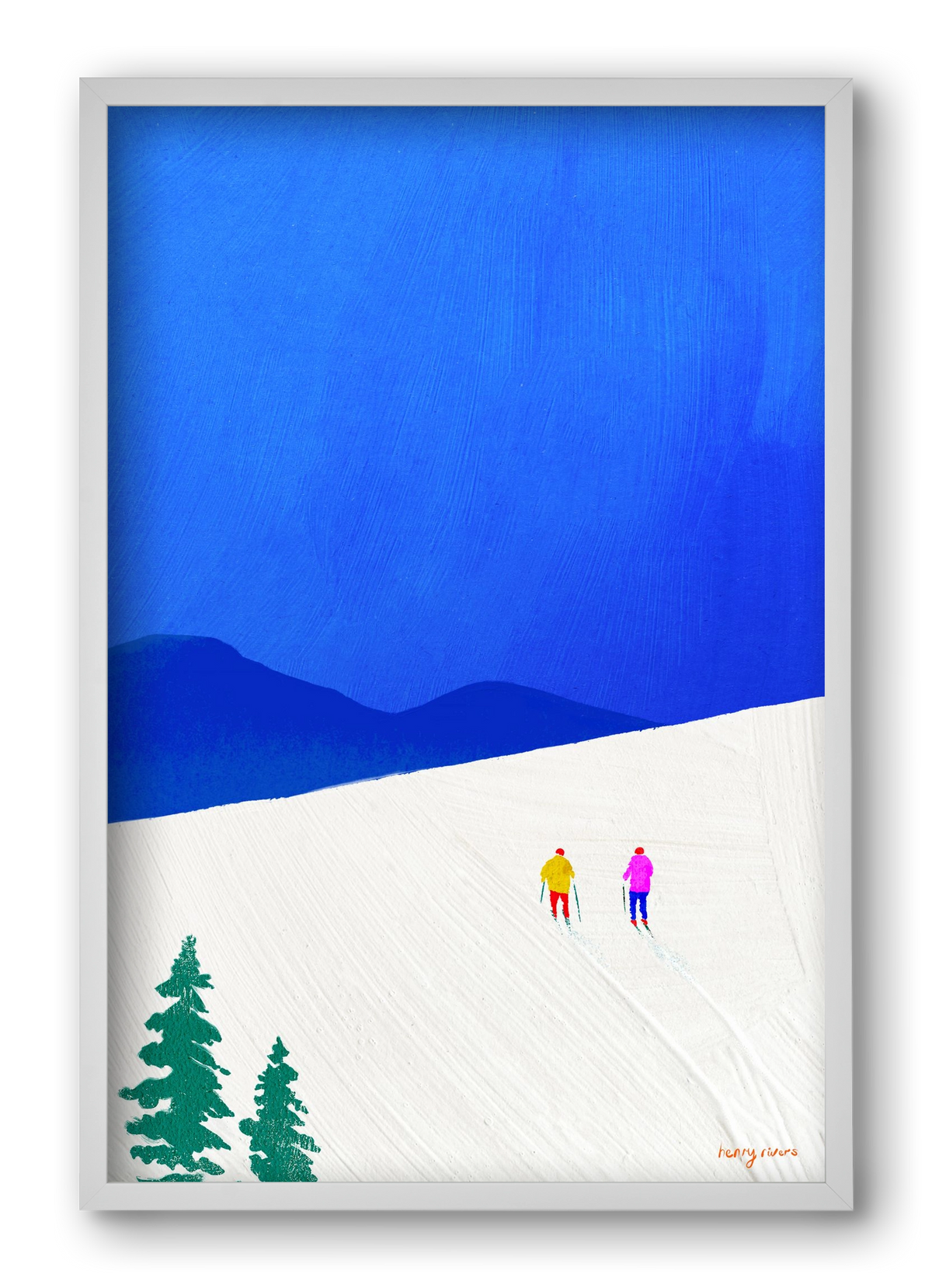Ski buddies, 40x60 cm (40x60 cm), Fehér keret