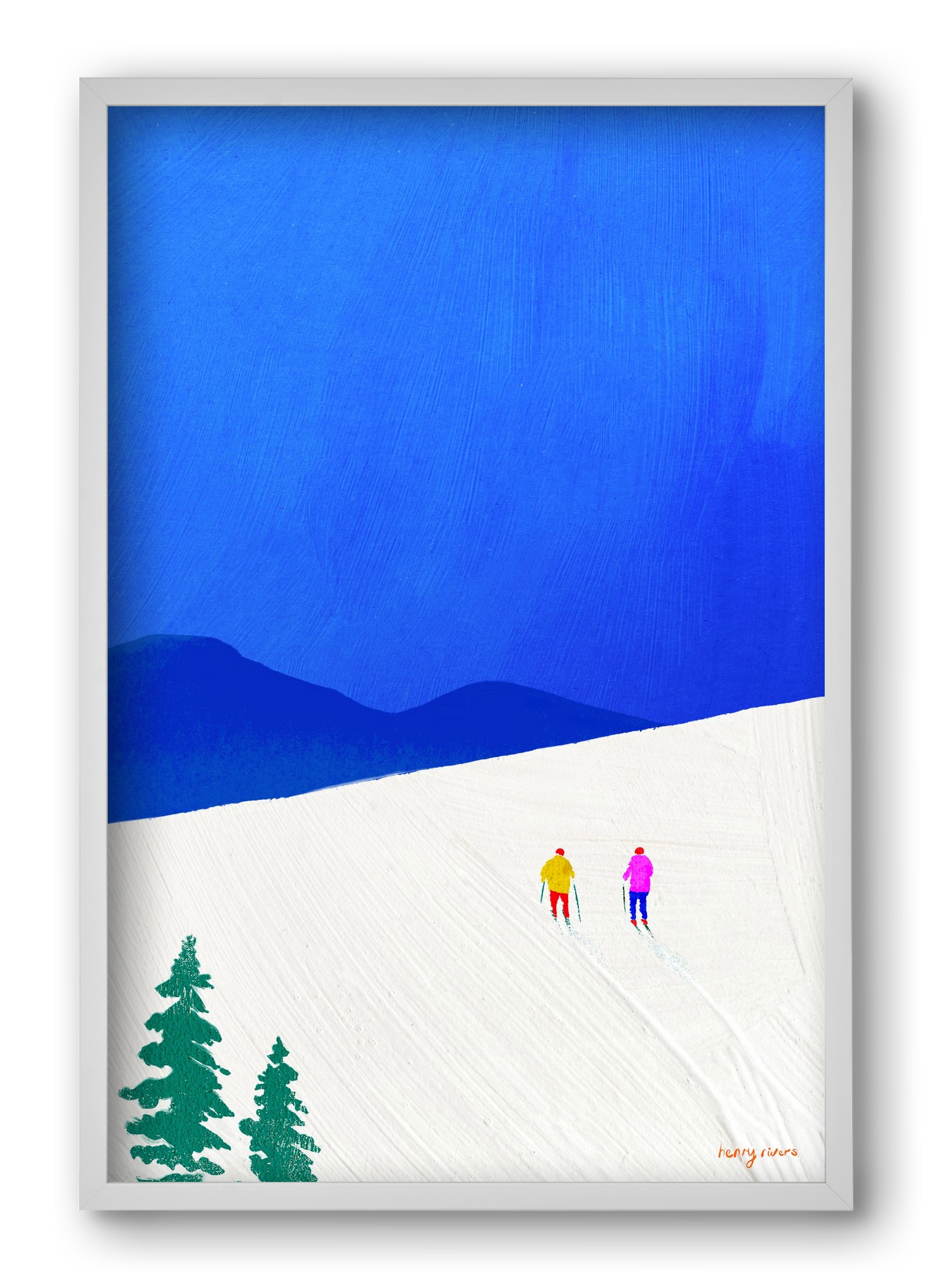Ski buddies, 40x60 cm (40x60 cm), Fehér keret