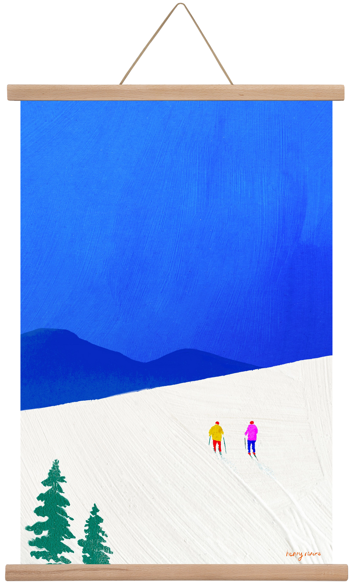 Ski buddies, 40x60 cm (40x60 cm), Tölgy akasztó