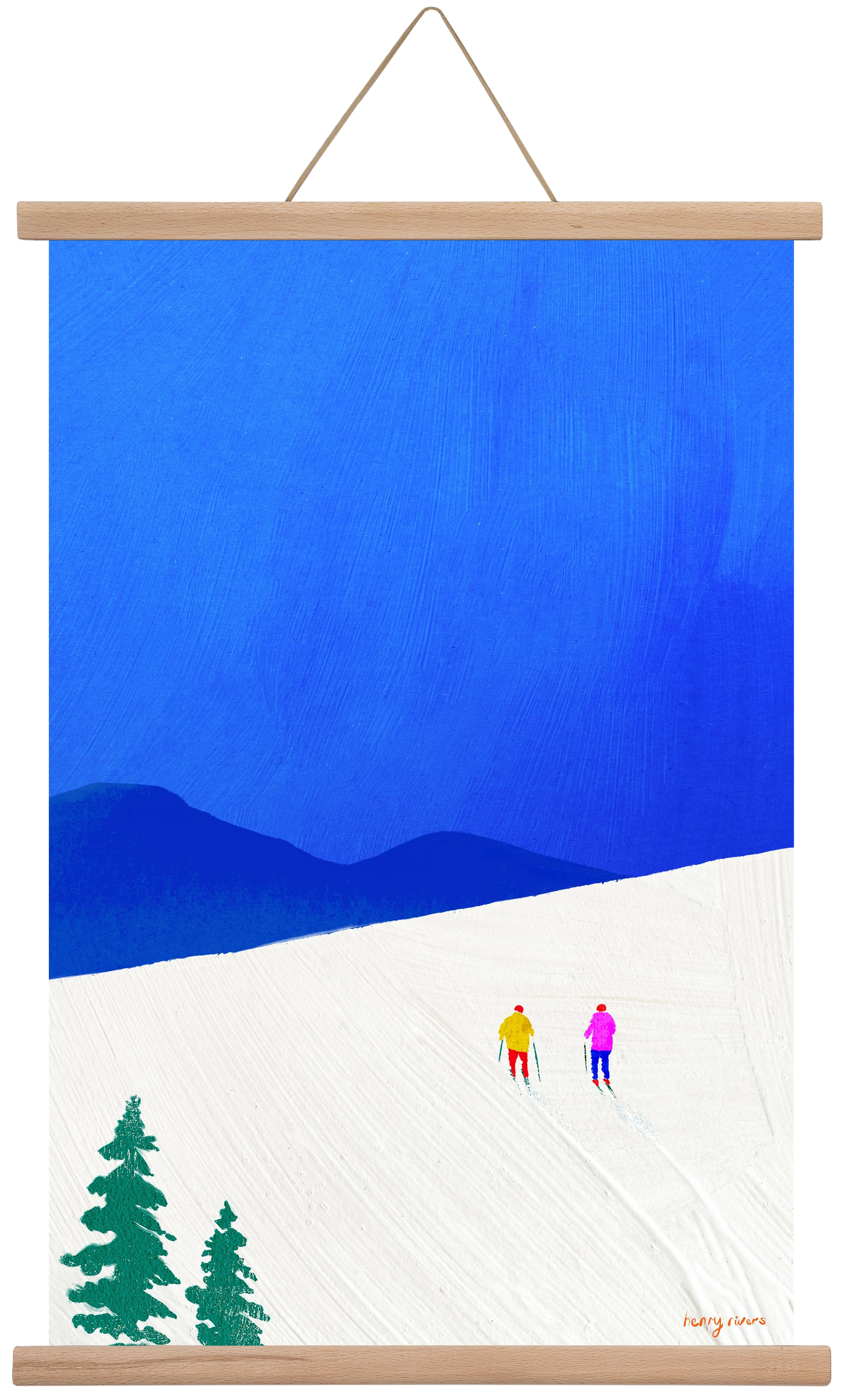 Ski buddies, 40x60 cm (40x60 cm), Tölgy akasztó