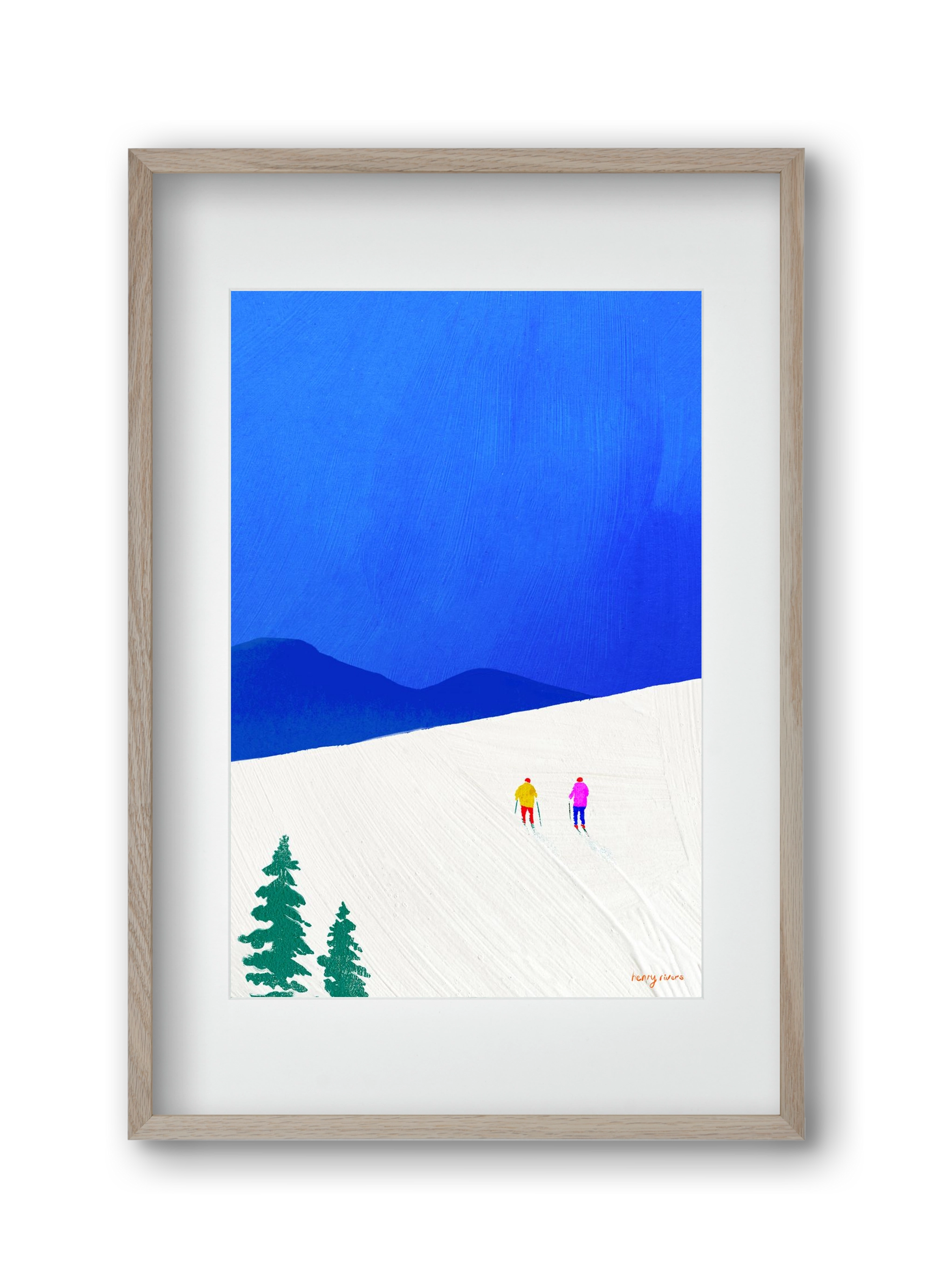 Ski buddies, 30x45 cm (20x30 cm), Tölgy keret, paszpartuval