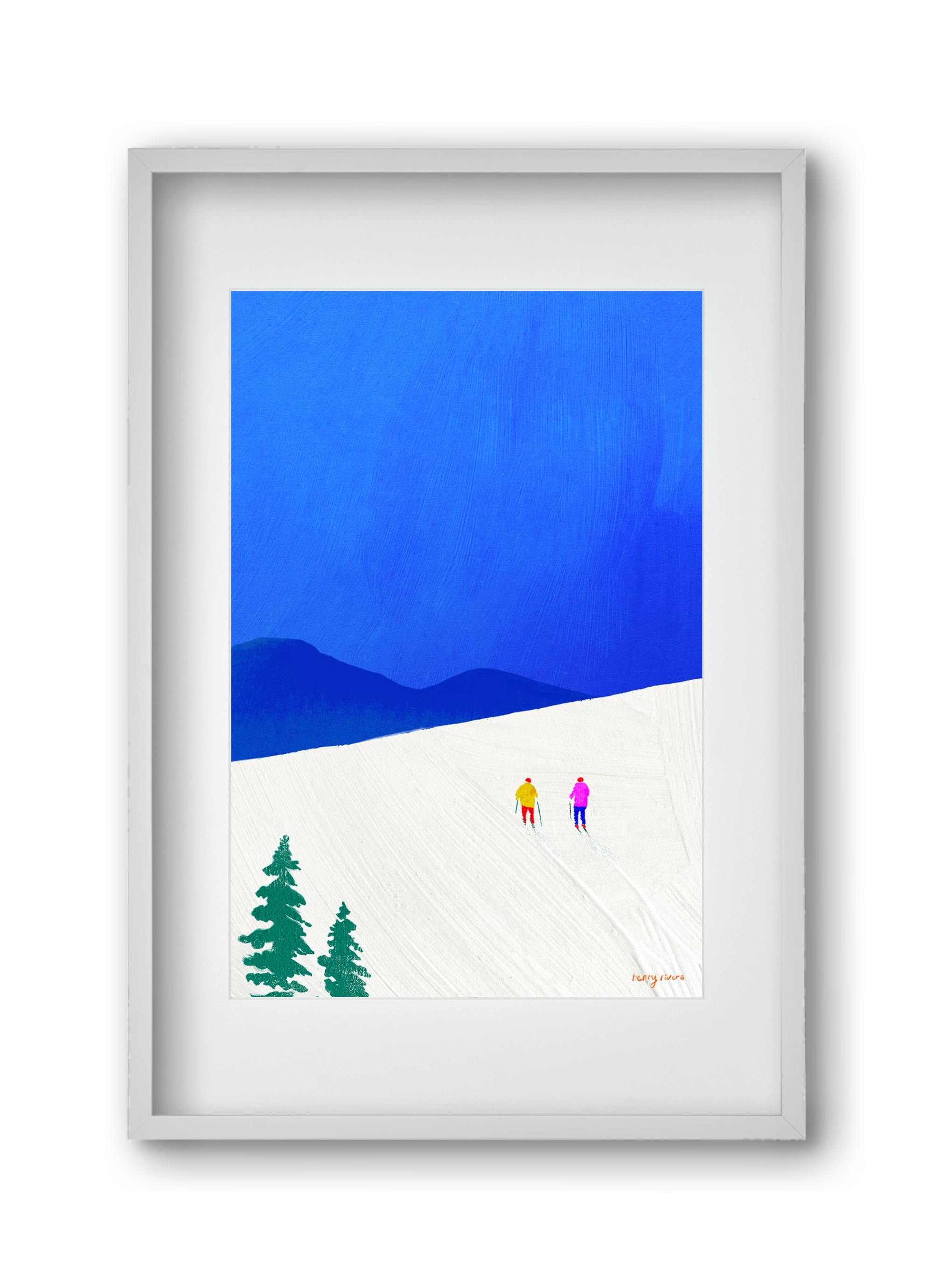 Ski buddies, 30x45 cm (20x30 cm), Fehér keret, paszpartuval