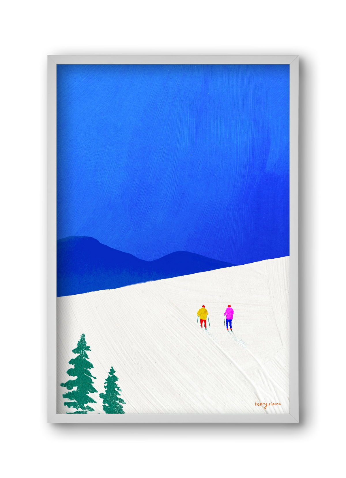 Ski buddies, 30x45 cm (30x45 cm), Fehér keret