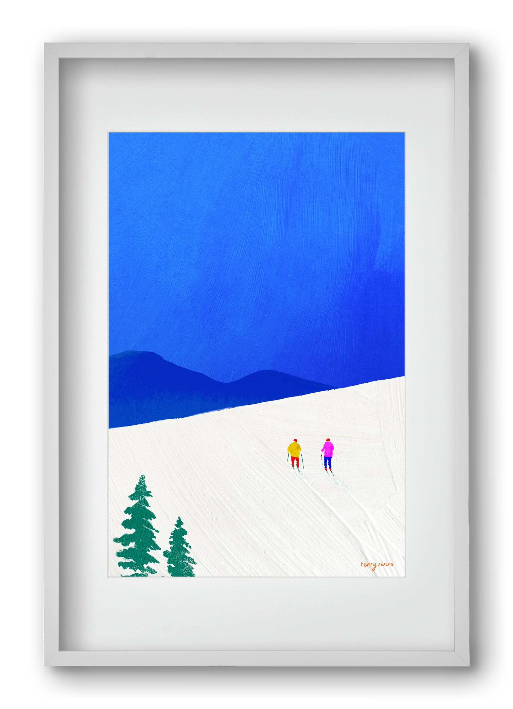 Ski buddies, 40x60 cm (30x45 cm), Fehér keret, paszpartuval