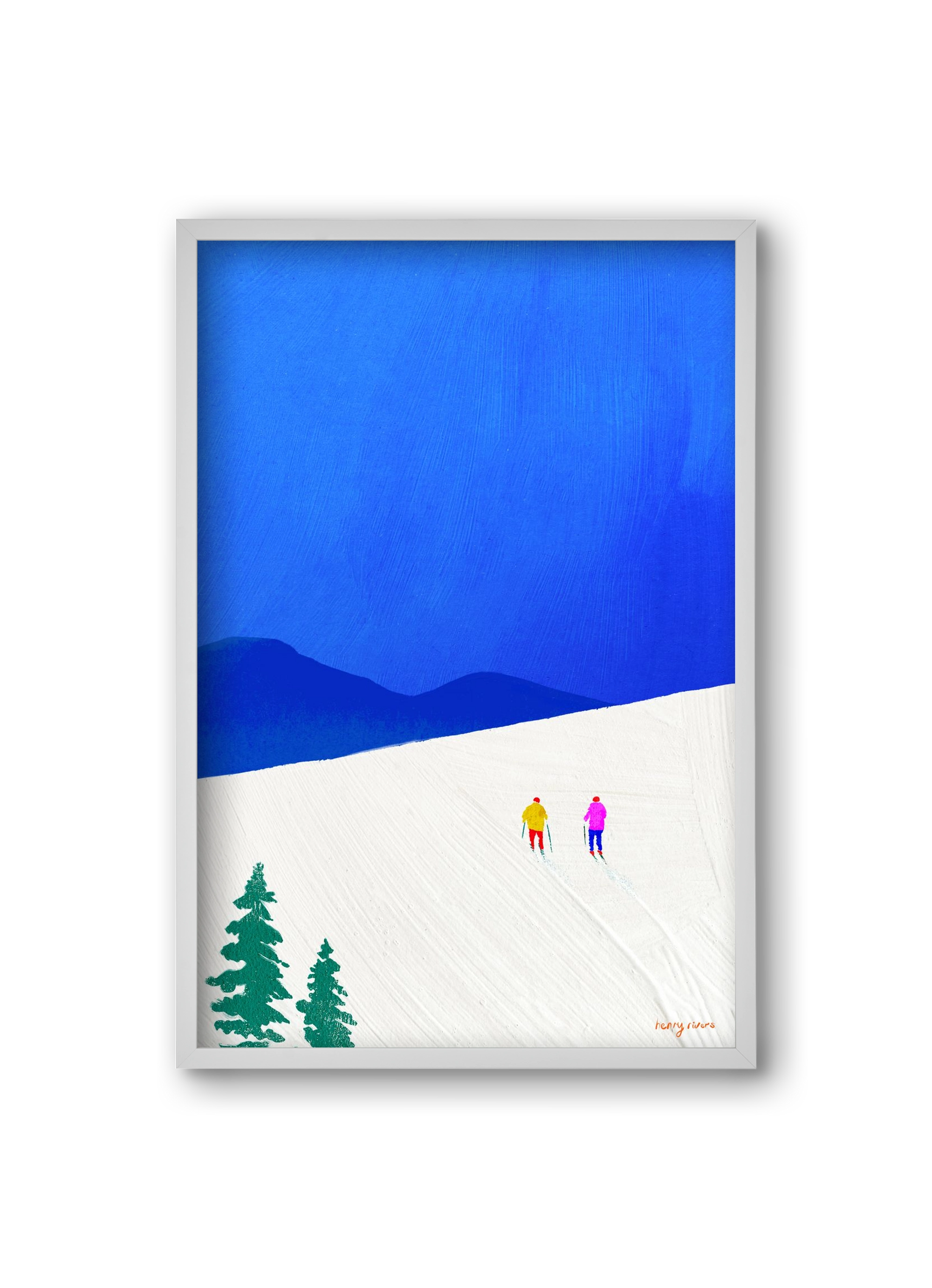Ski buddies, 20x30 cm (20x30 cm), Fehér keret