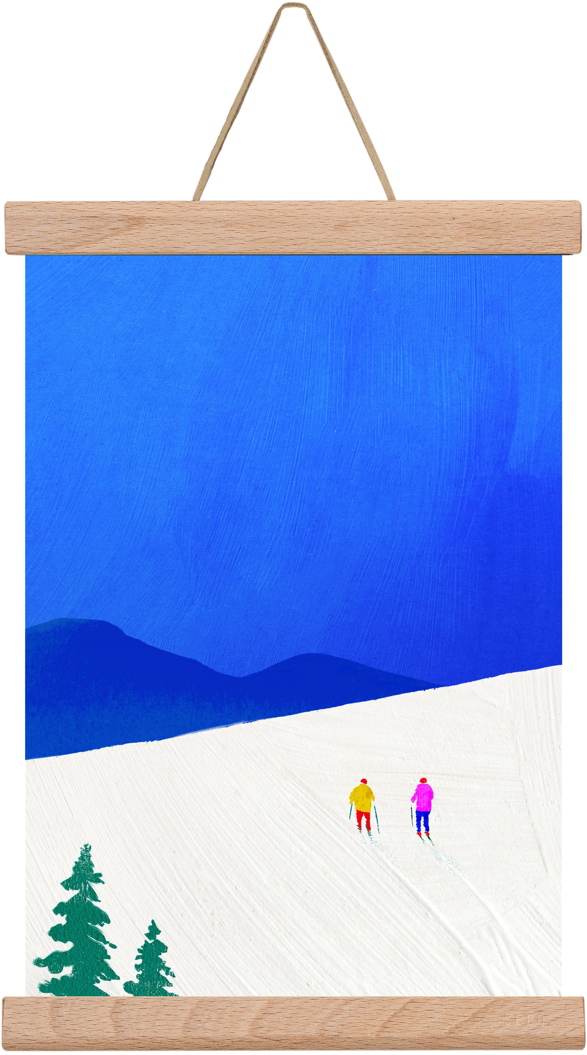 Ski buddies, 20x30 cm (20x30 cm), Tölgy akasztó