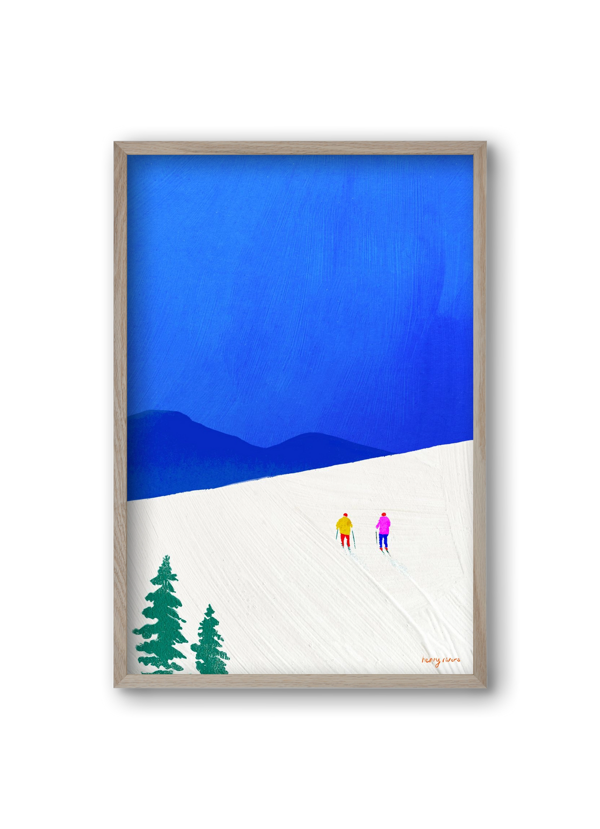 Ski buddies, 20x30 cm (20x30 cm), Tölgy keret
