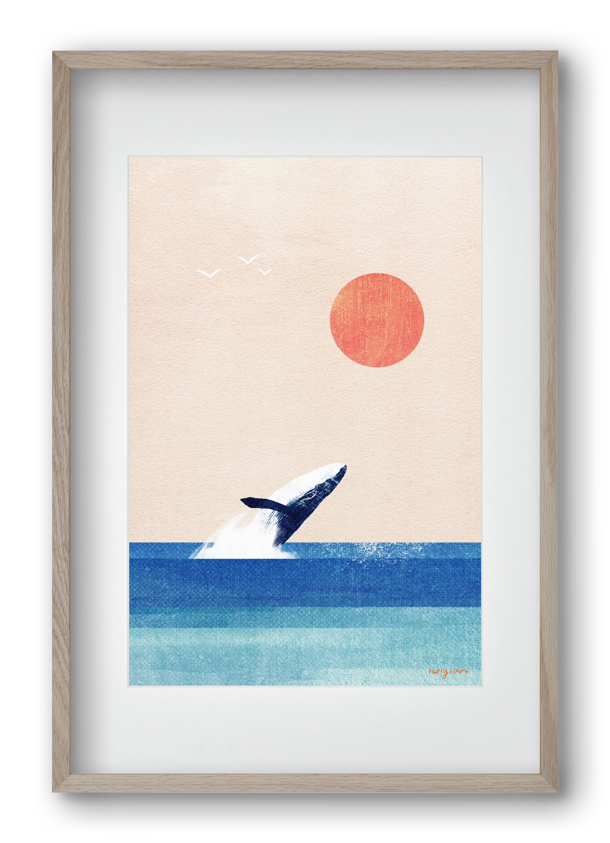 The whale, 40x60 cm (30x45 cm), Tölgy keret, paszpartuval