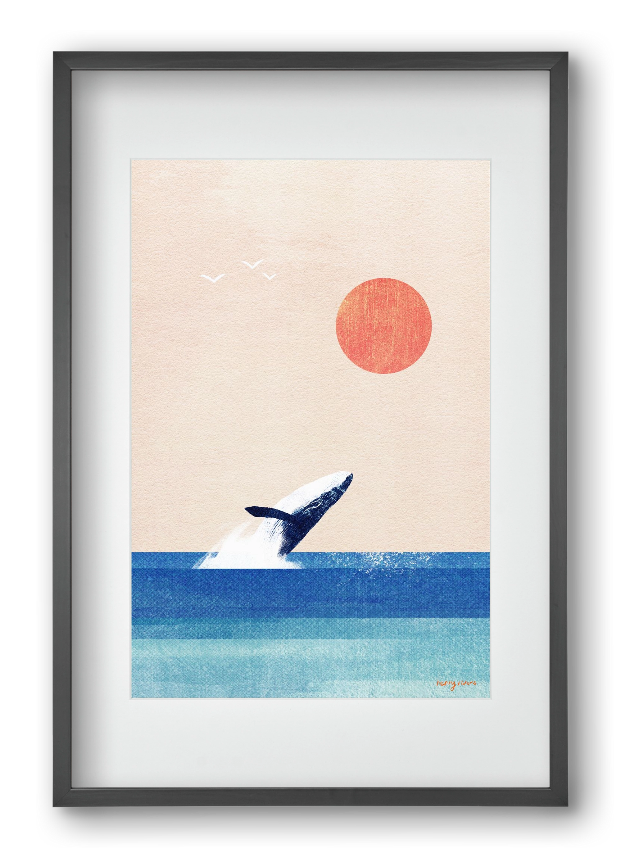 The whale, 40x60 cm (30x45 cm), Fekete keret, paszpartuval