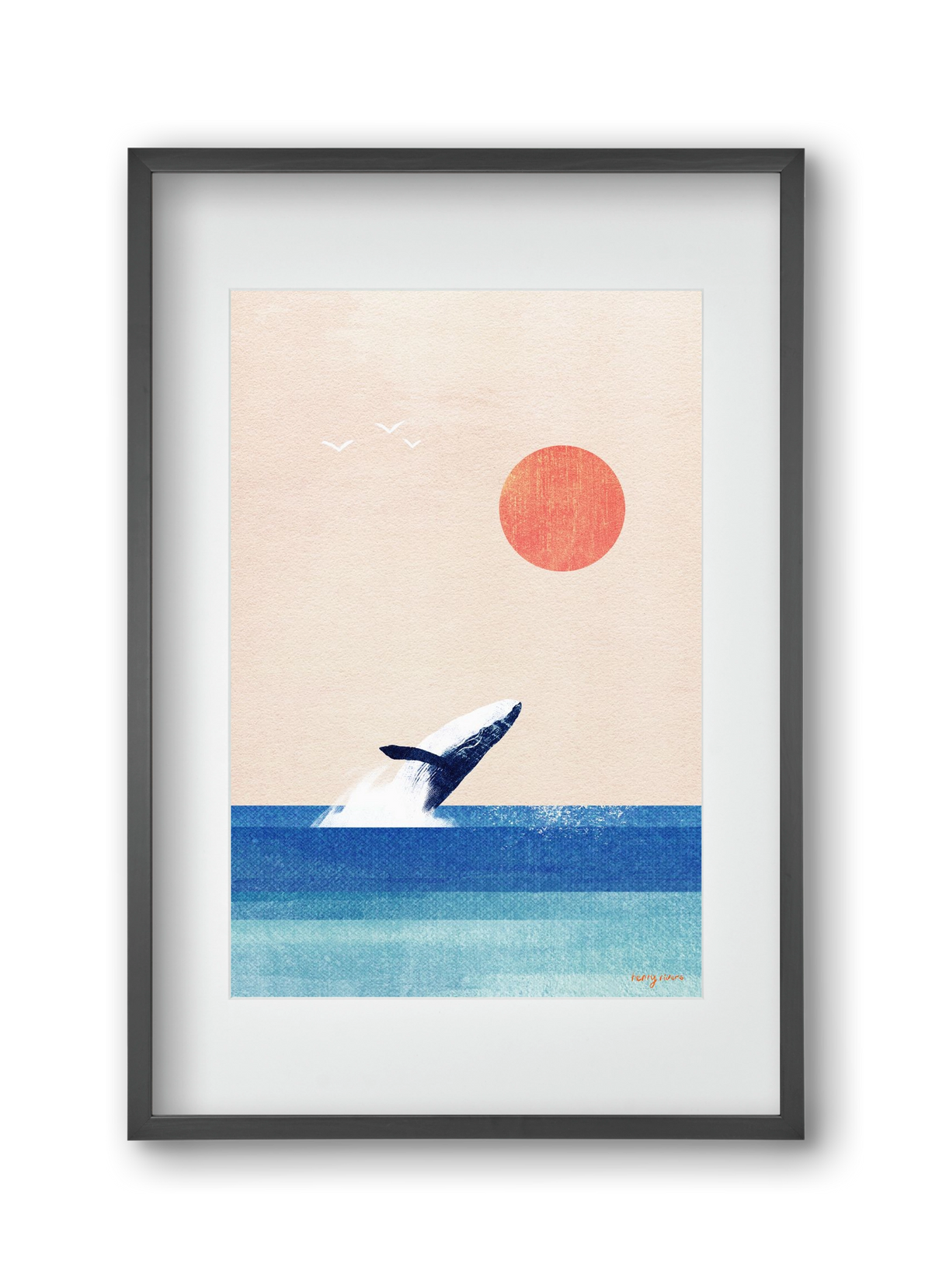 The whale, 30x45 cm (20x30 cm), Fekete keret, paszpartuval