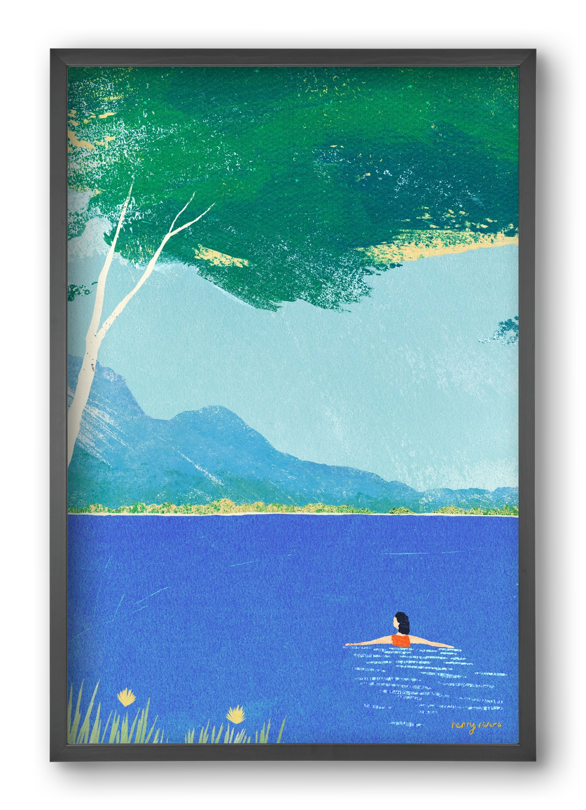 Lake swim, 40x60 cm (40x60 cm), Fekete keret