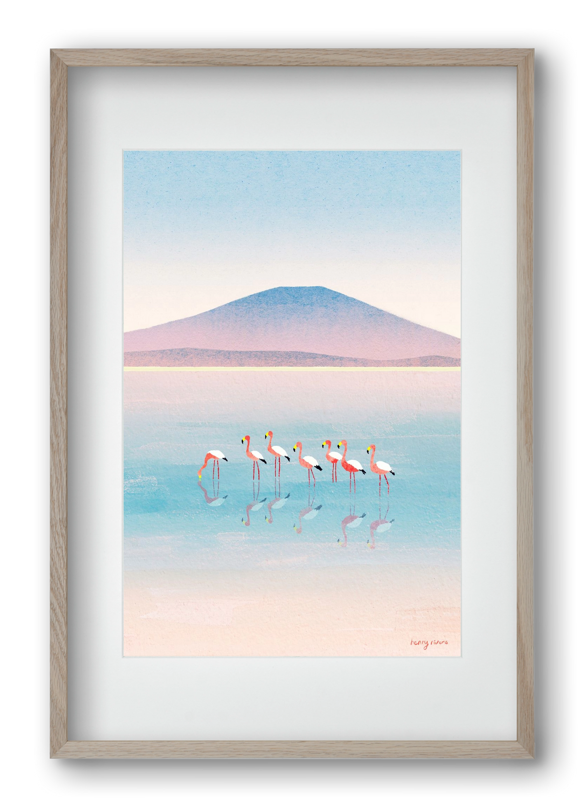 Flamingos, 40x60 cm (30x45 cm), Tölgy keret, paszpartuval