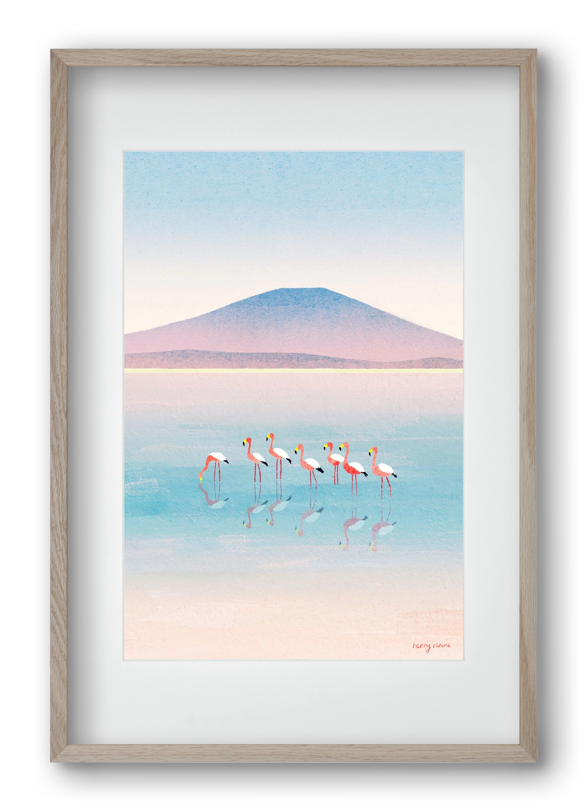 Flamingos, 40x60 cm (30x45 cm), Tölgy keret, paszpartuval