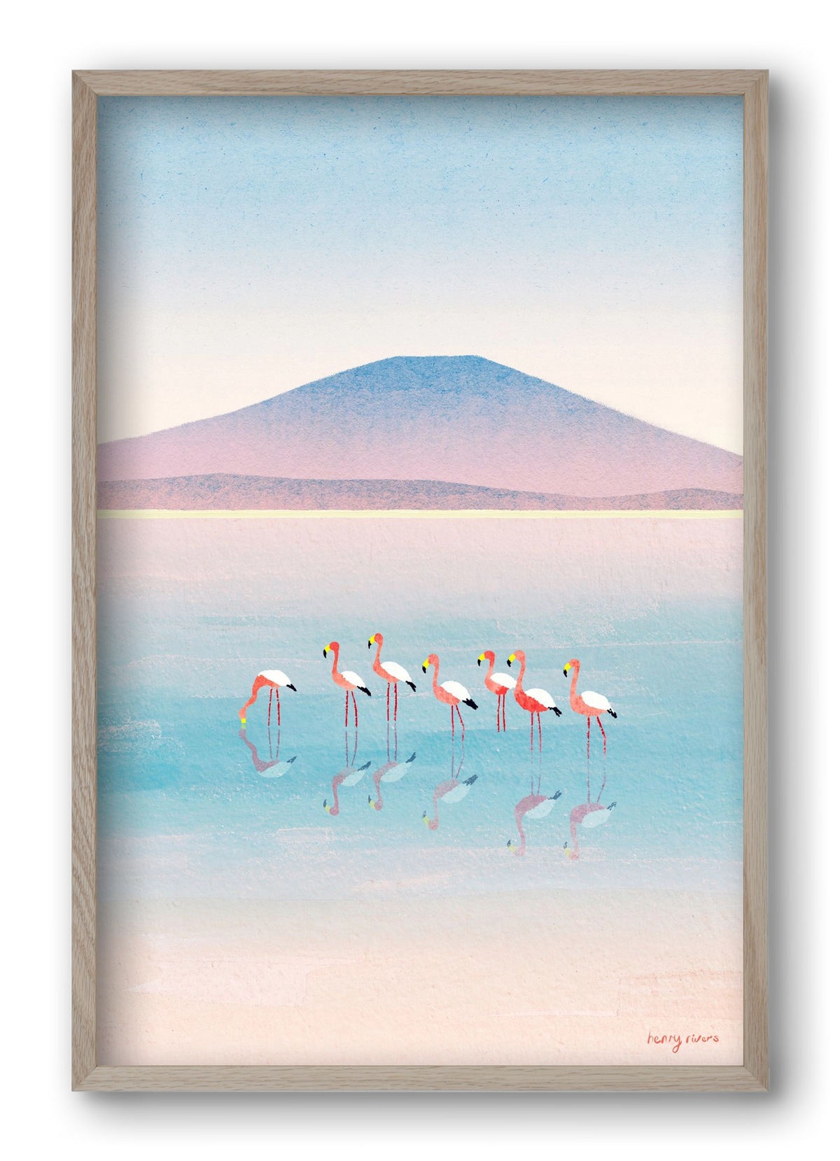 Flamingos, 40x60 cm (40x60 cm), Tölgy keret