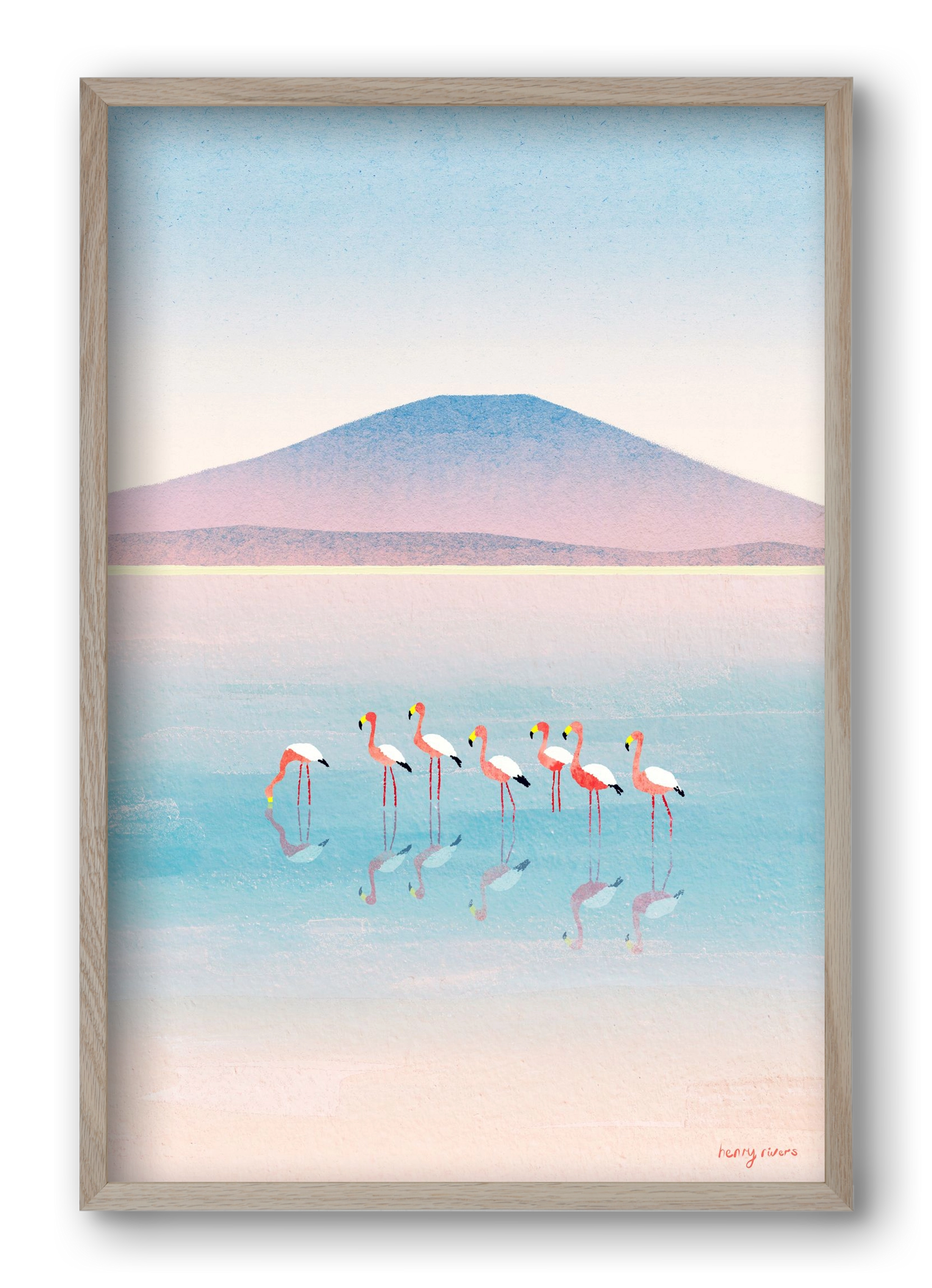 Flamingos, 40x60 cm (40x60 cm), Tölgy keret