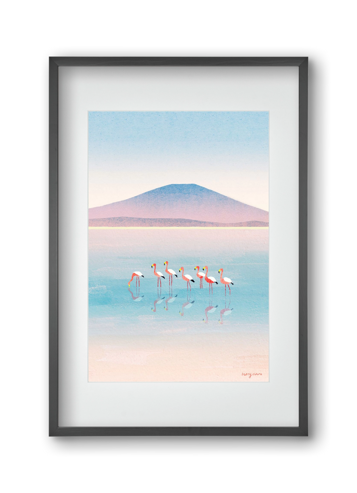Flamingos, 30x45 cm (20x30 cm), Fekete keret, paszpartuval