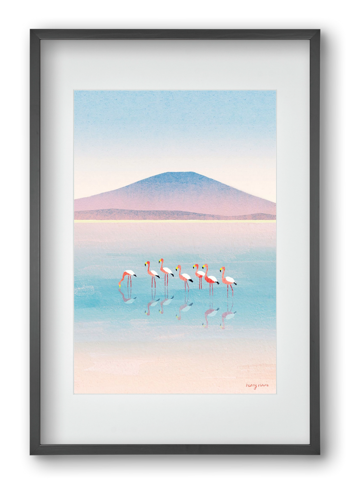 Flamingos, 40x60 cm (30x45 cm), Fekete keret, paszpartuval