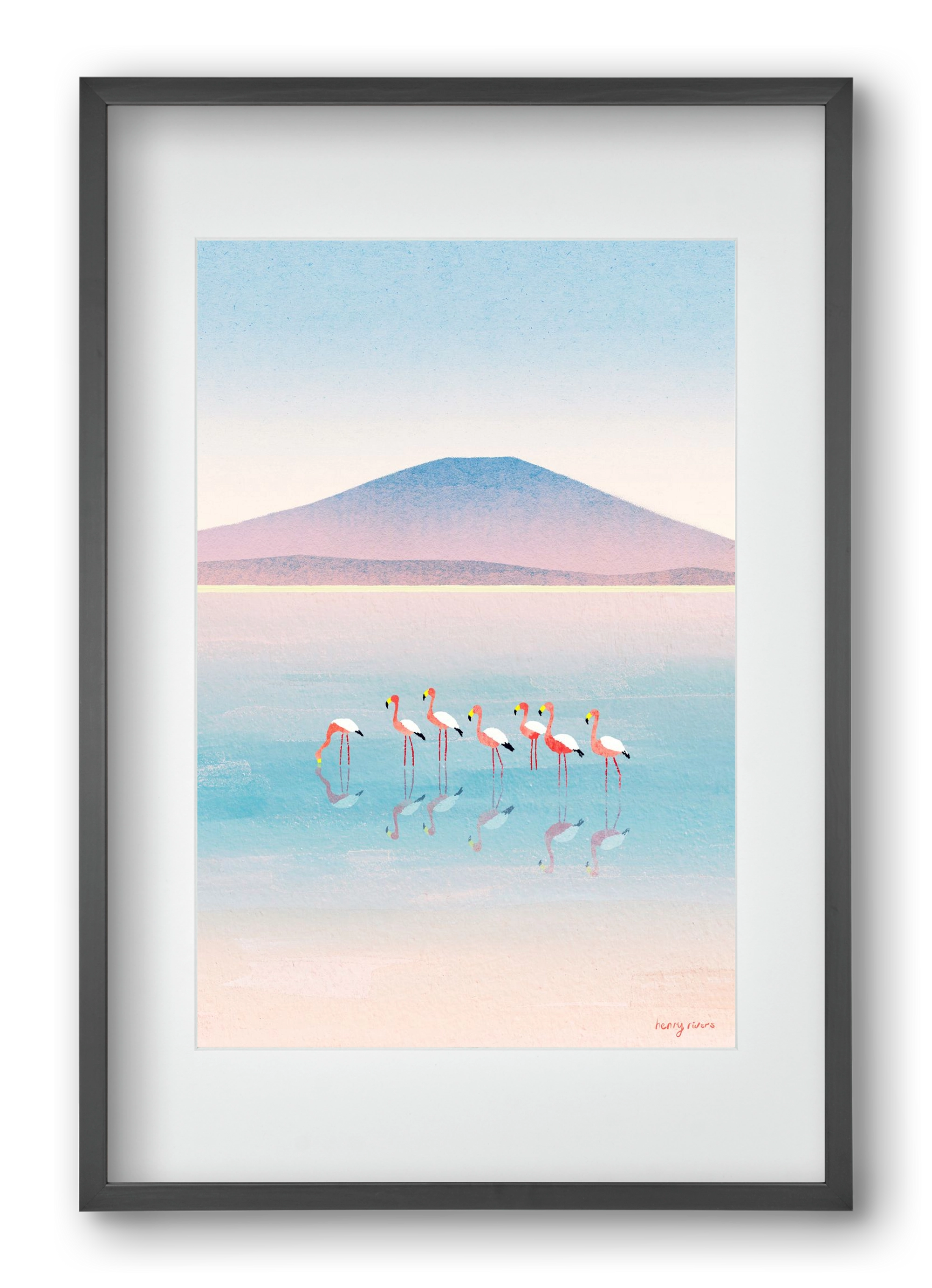 Flamingos, 40x60 cm (30x45 cm), Fekete keret, paszpartuval
