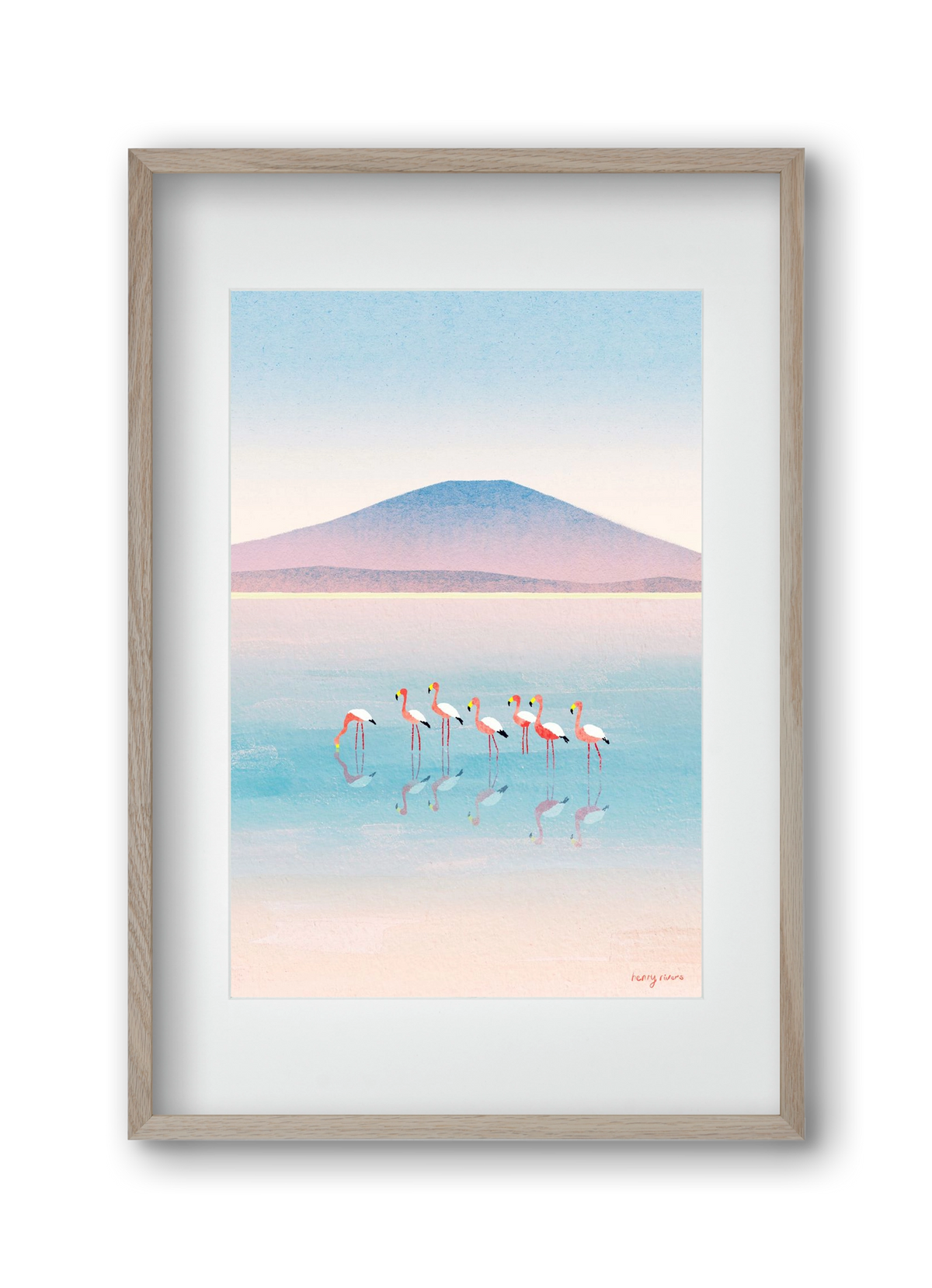 Flamingos, 30x45 cm (20x30 cm), Tölgy keret, paszpartuval