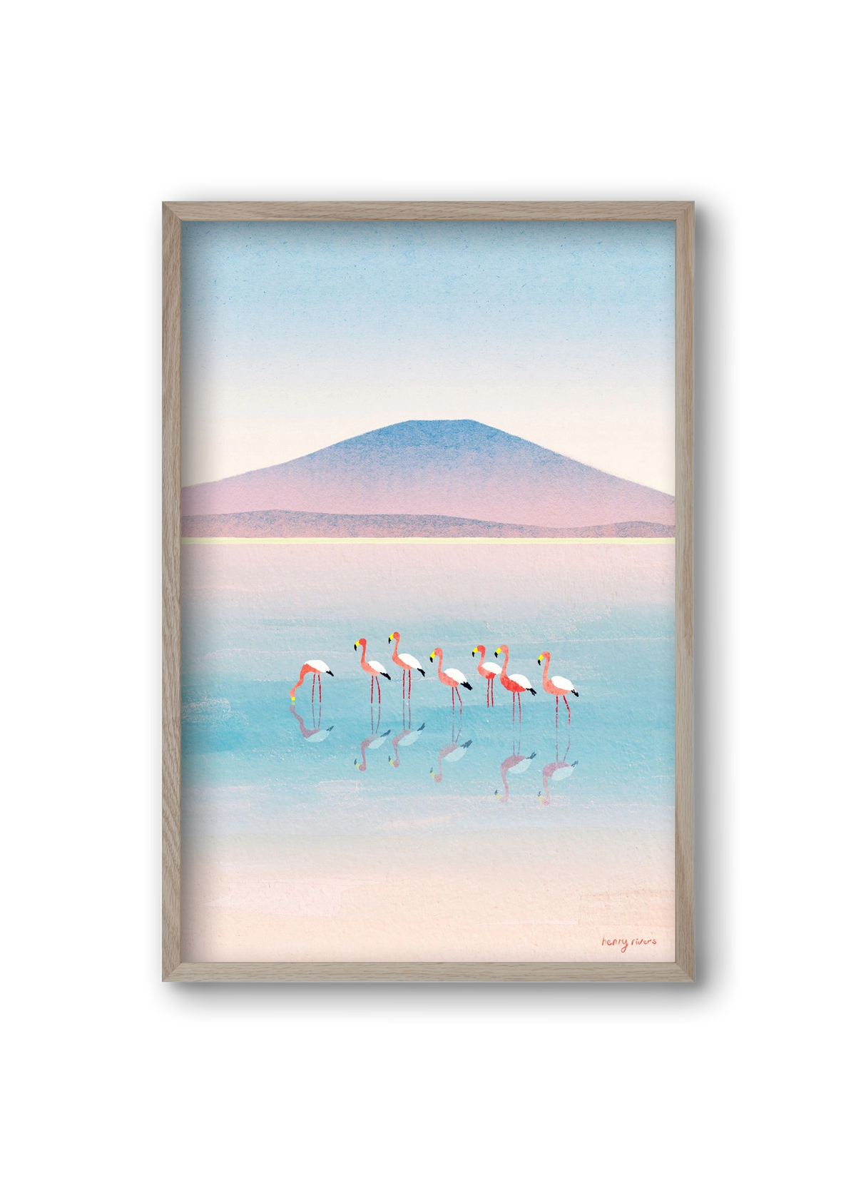 Flamingos, 20x30 cm (20x30 cm), Tölgy keret