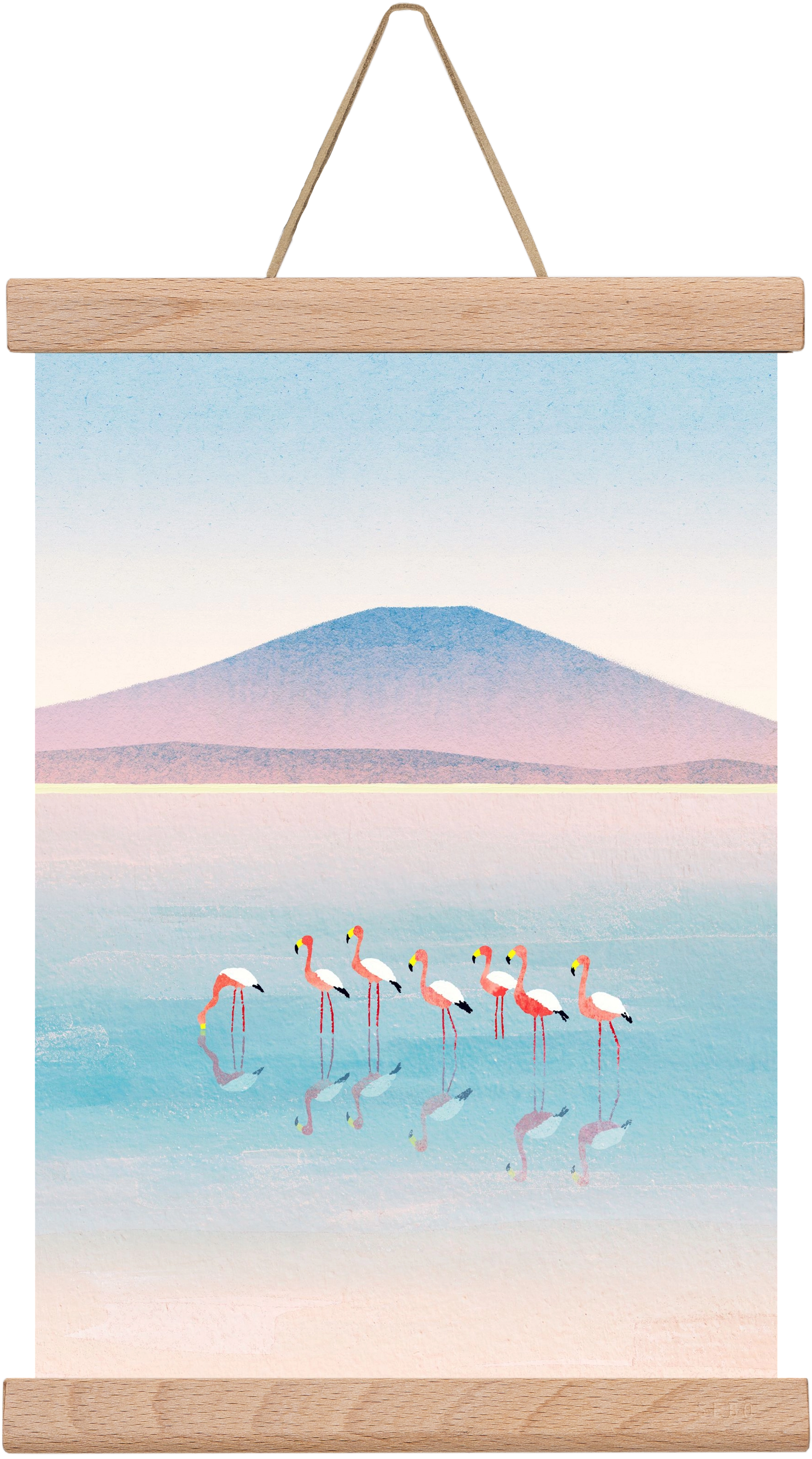 Flamingos, 20x30 cm (20x30 cm), Tölgy akasztó