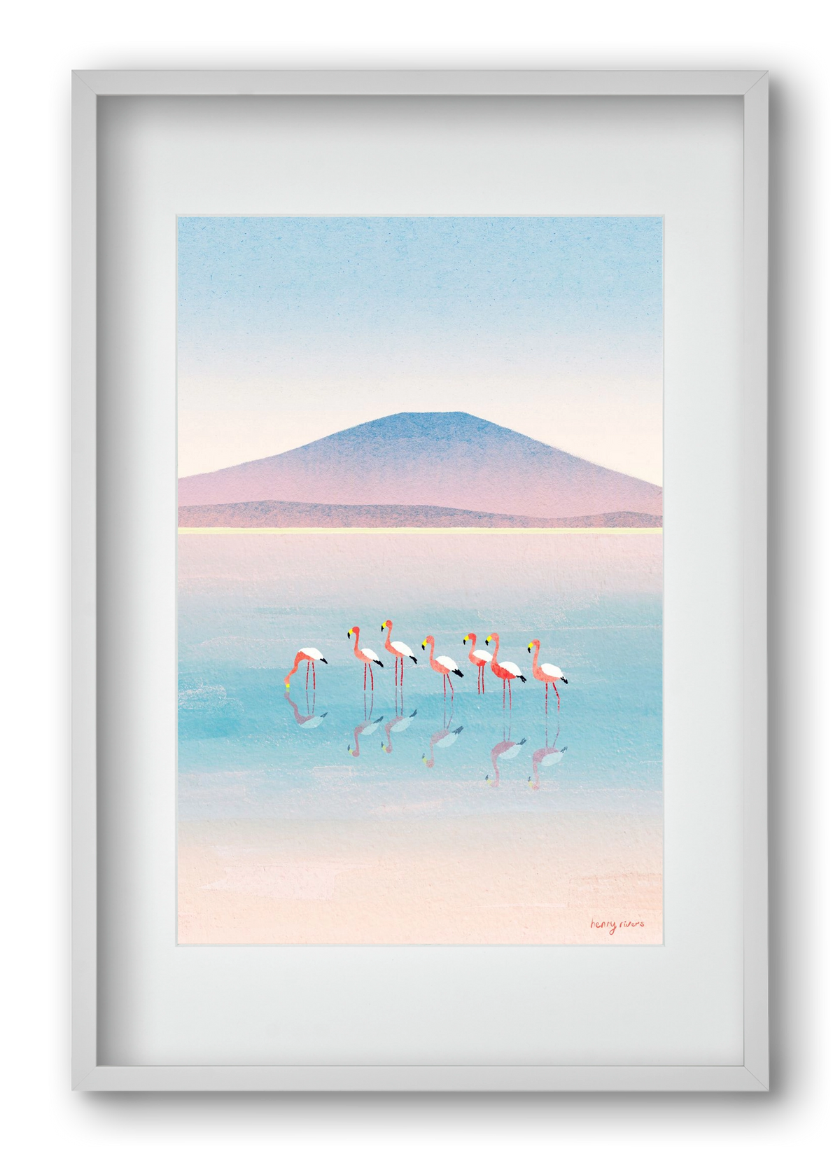 Flamingos, 40x60 cm (30x45 cm), Fehér keret, paszpartuval