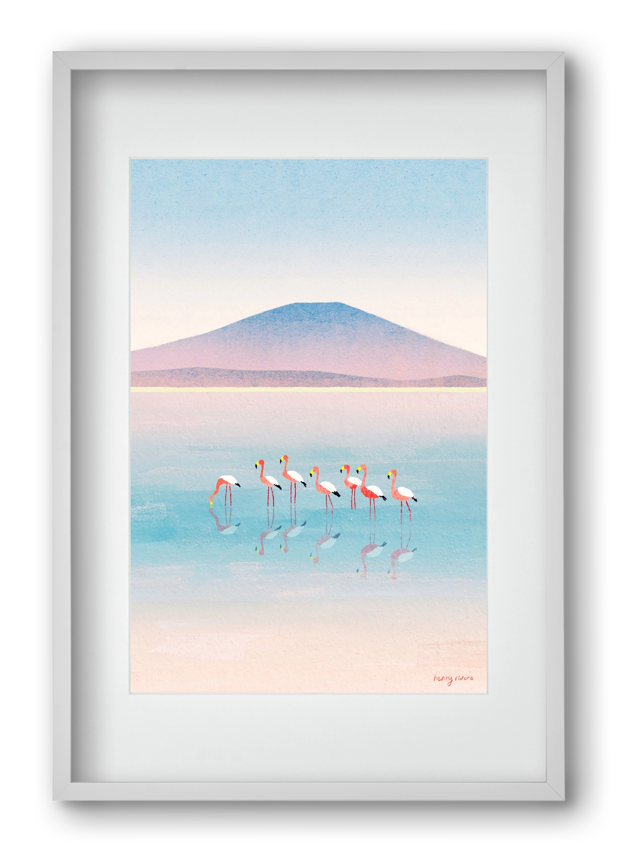 Flamingos, 40x60 cm (30x45 cm), Fehér keret, paszpartuval