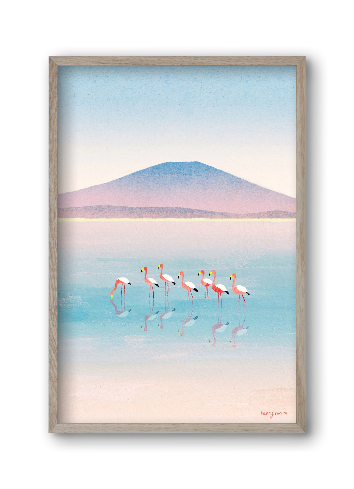 Flamingos, 30x45 cm (30x45 cm), Tölgy keret
