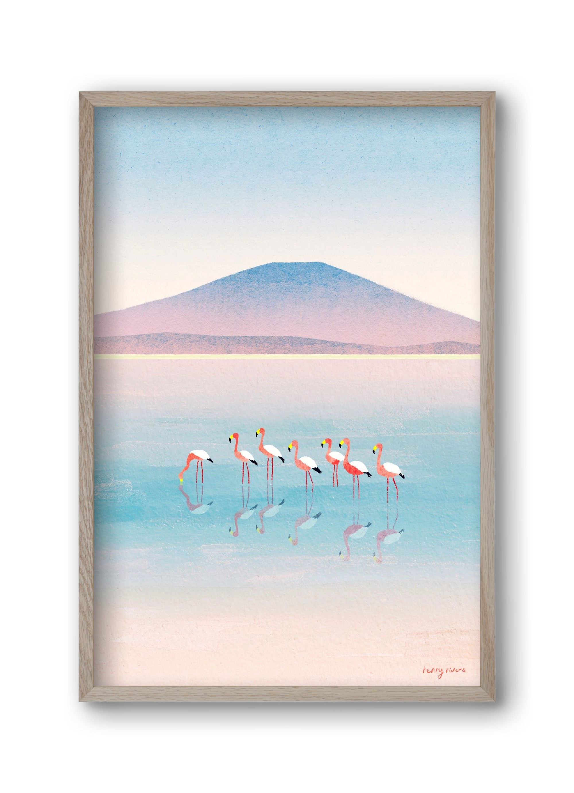 Flamingos, 30x45 cm (30x45 cm), Tölgy keret