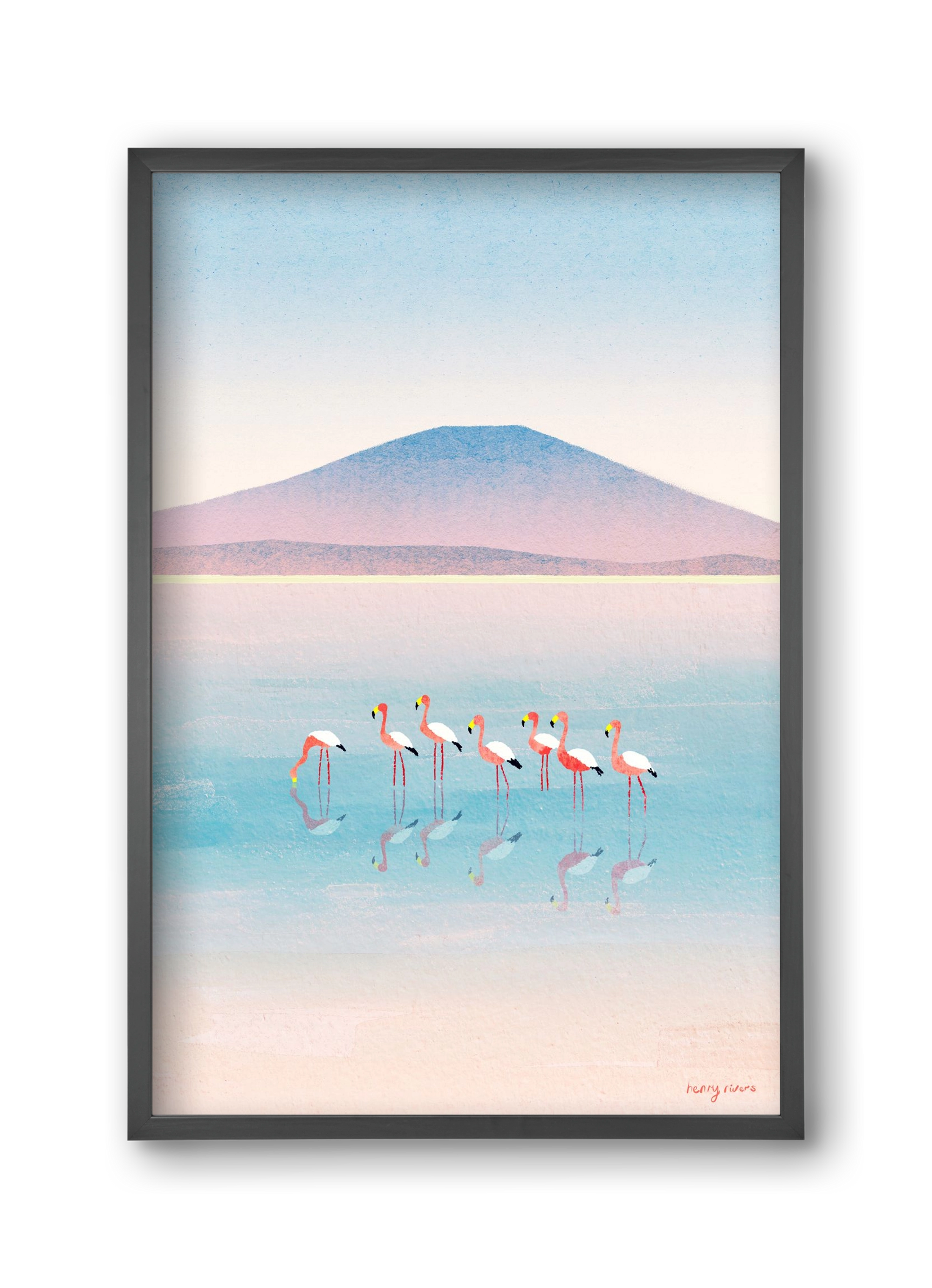 Flamingos, 30x45 cm (30x45 cm), Fekete keret