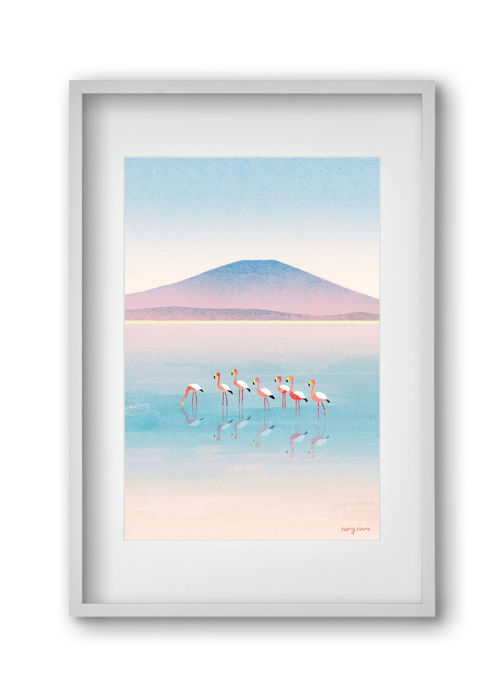 Flamingos, 30x45 cm (20x30 cm), Fehér keret, paszpartuval