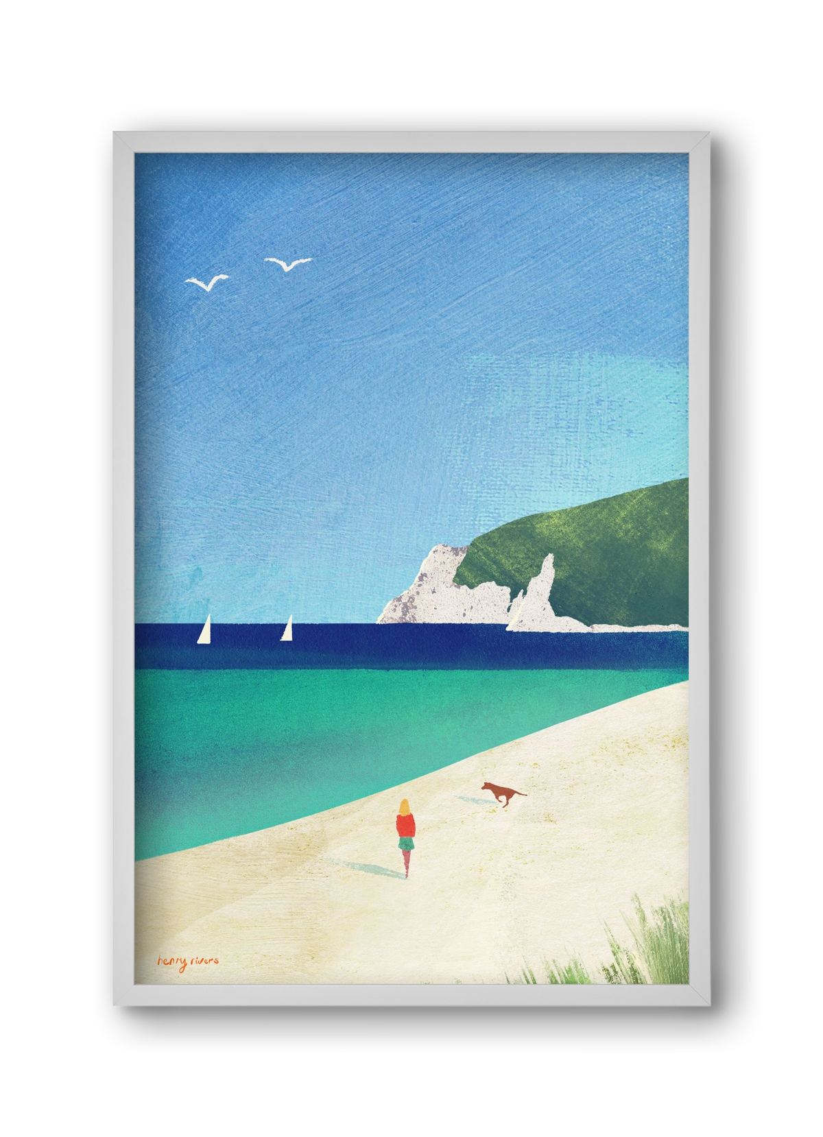 Beach girl IV, 30x45 cm (30x45 cm), Fehér keret