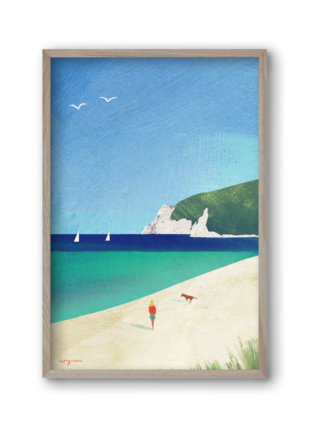 Beach girl IV, 30x45 cm (30x45 cm), Tölgy keret