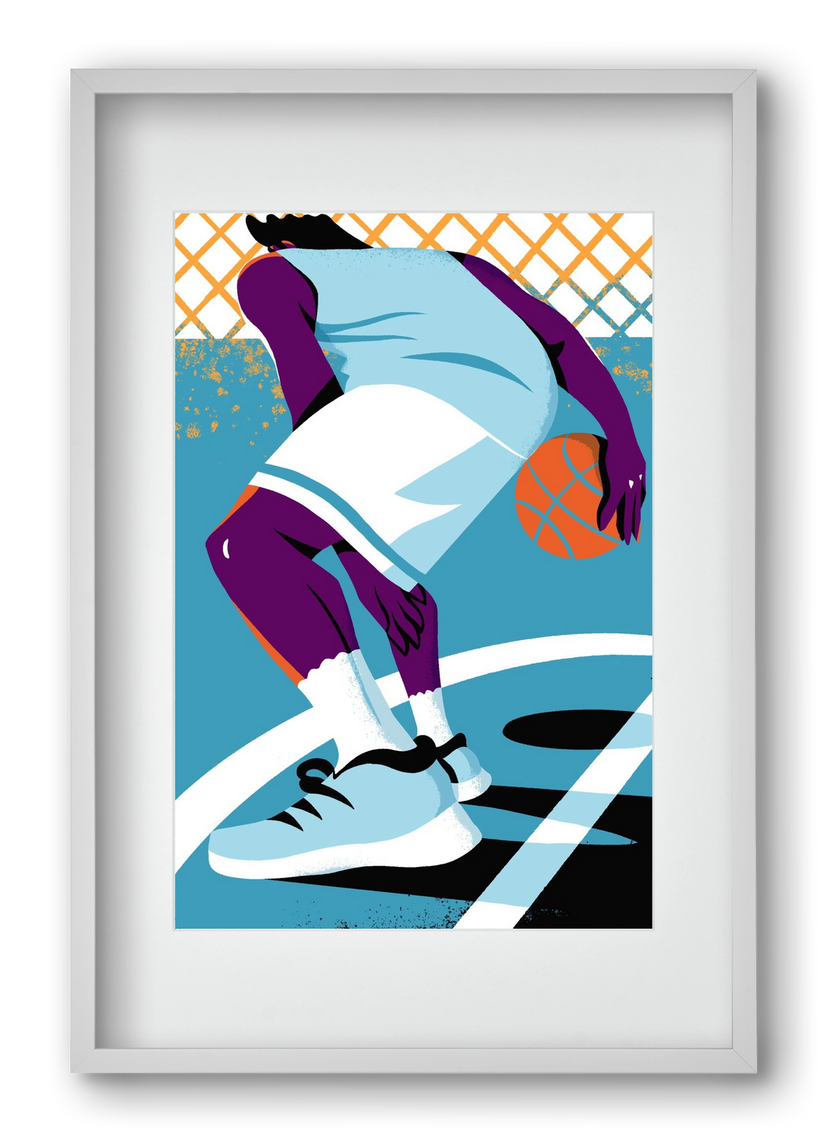 Basketball, 40x60 cm (30x45 cm), Fehér keret, paszpartuval