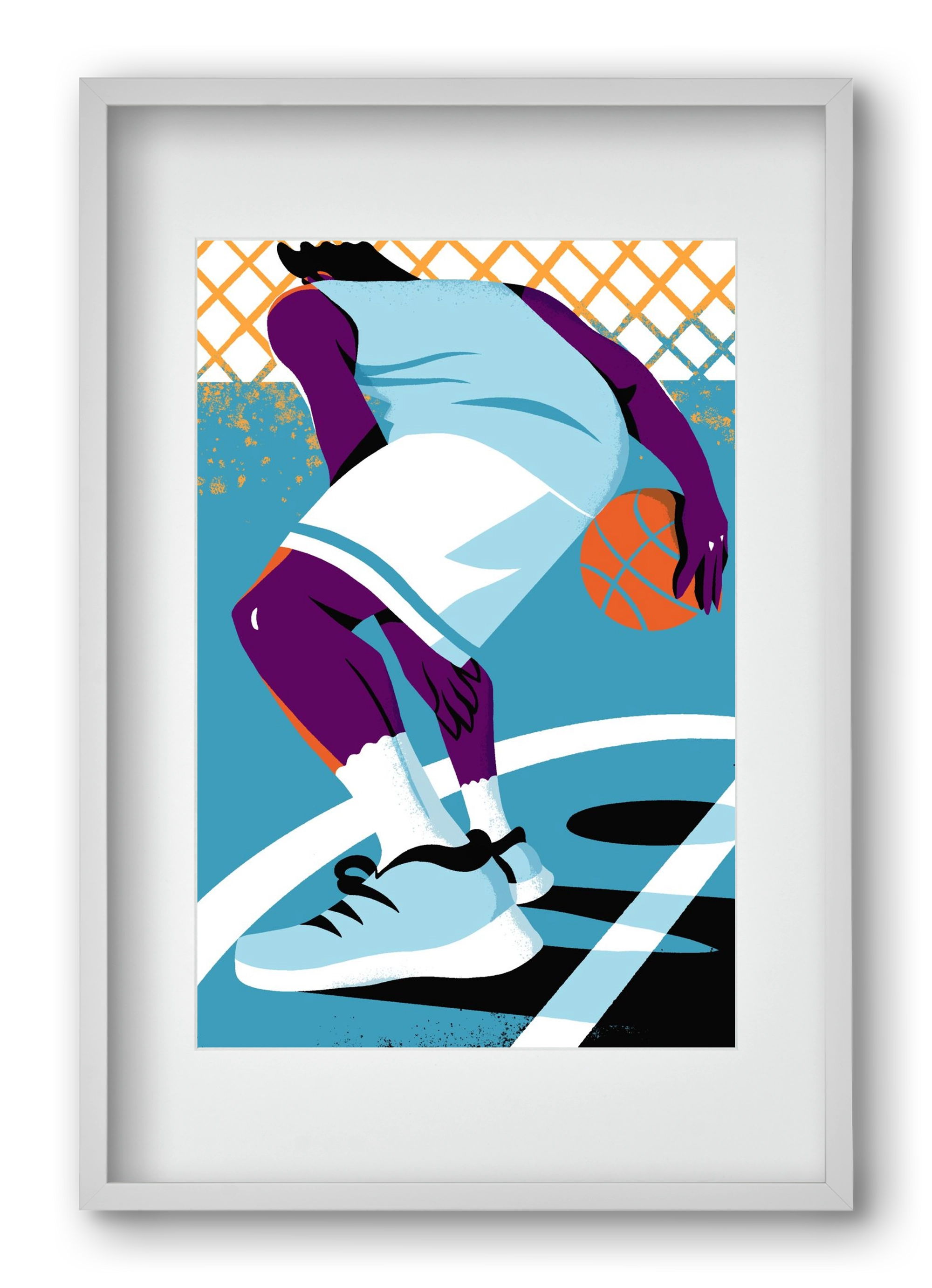 Basketball, 40x60 cm (30x45 cm), Fehér keret, paszpartuval