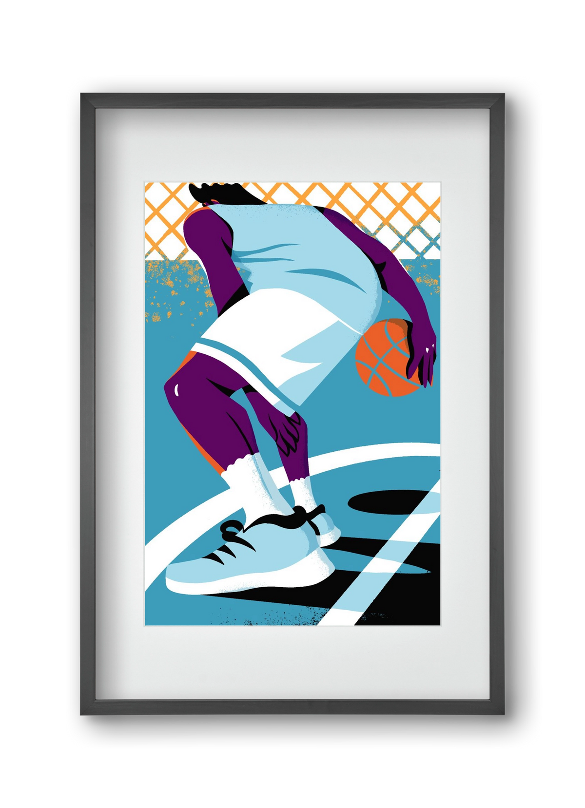 Basketball, 30x45 cm (20x30 cm), Fekete keret, paszpartuval