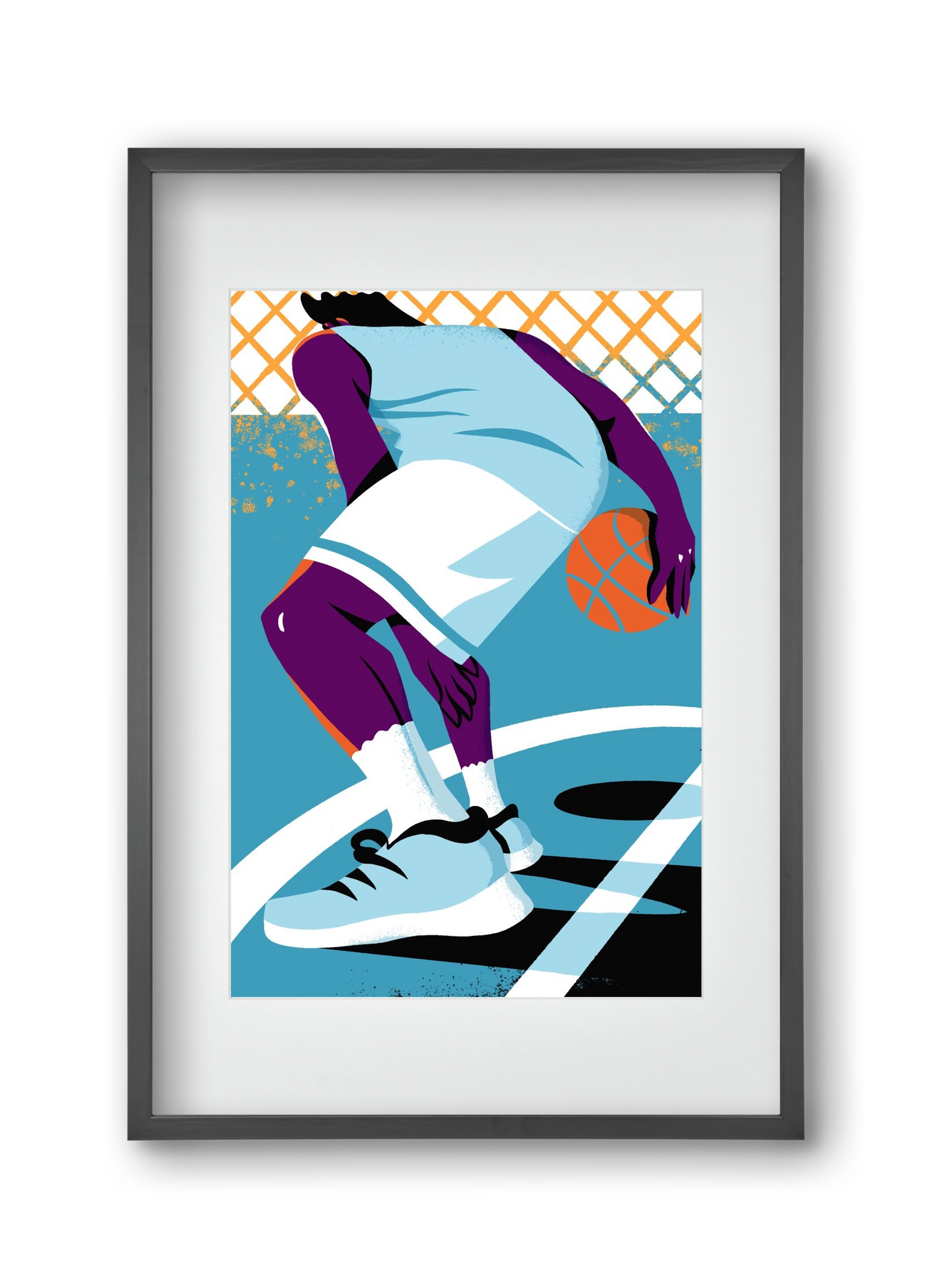 Basketball, 30x45 cm (20x30 cm), Fekete keret, paszpartuval