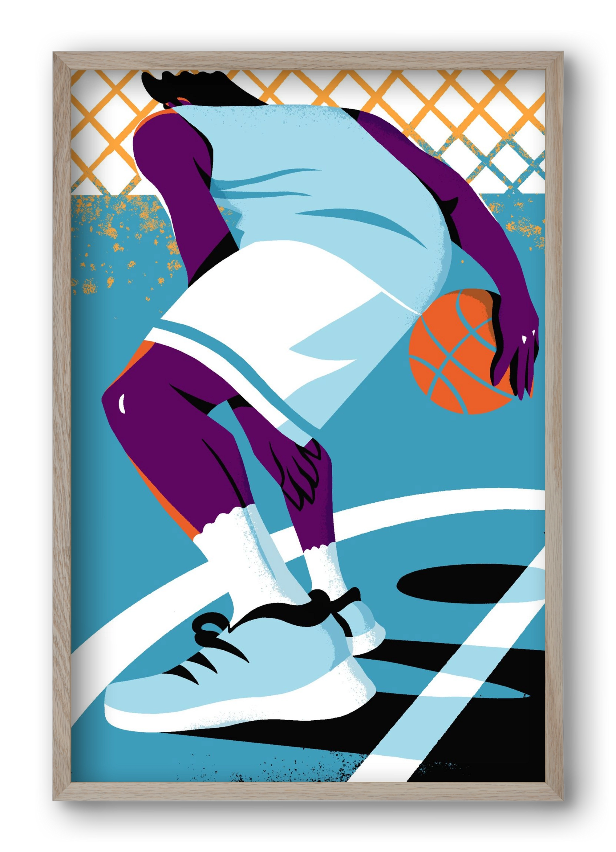 Basketball, 40x60 cm (40x60 cm), Tölgy keret