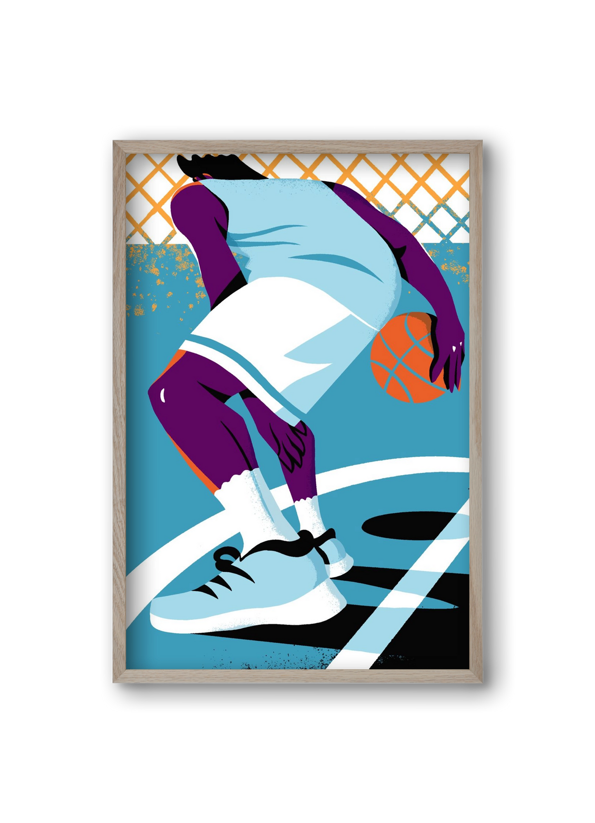 Basketball, 20x30 cm (20x30 cm), Tölgy keret