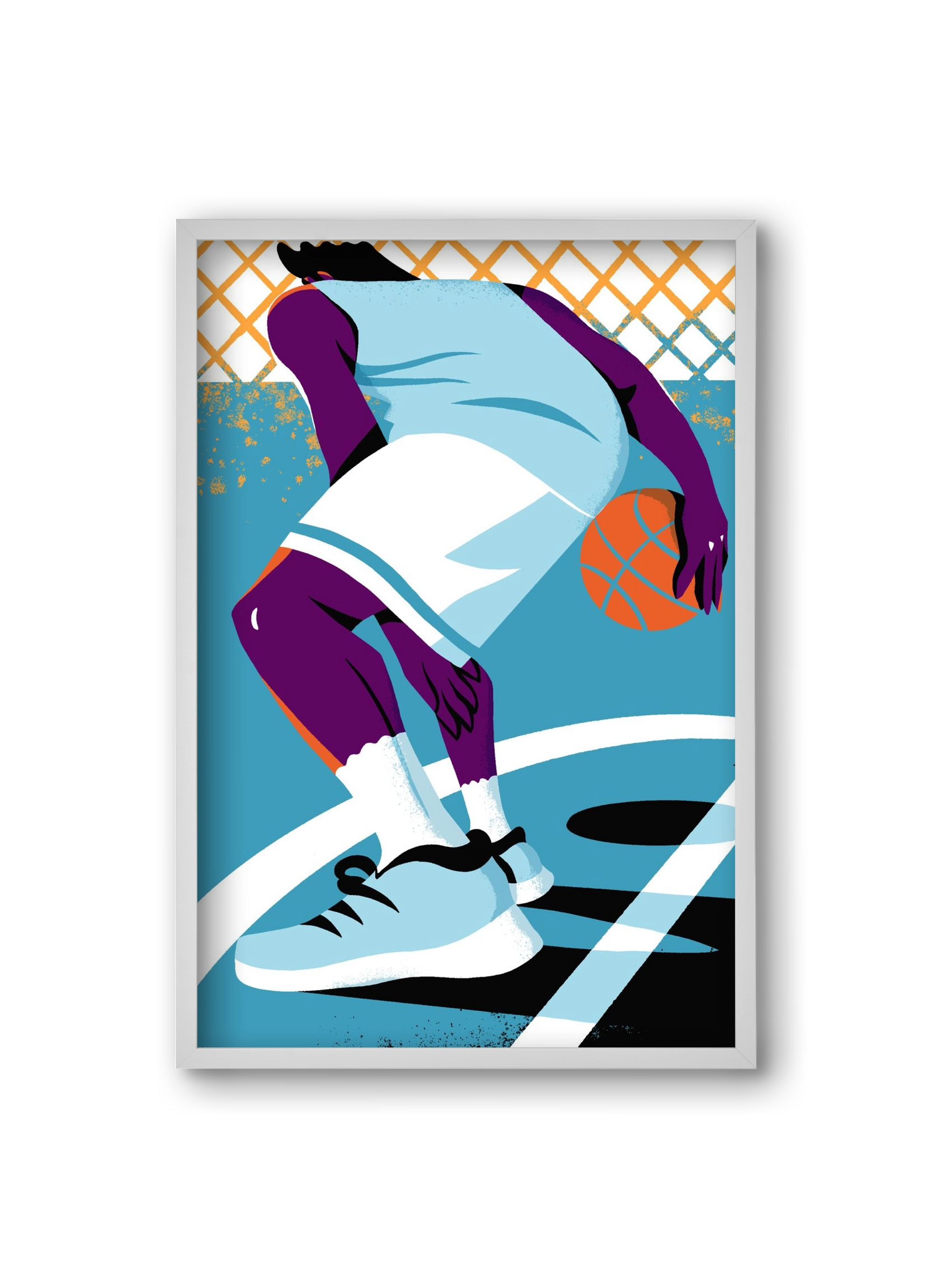 Basketball, 20x30 cm (20x30 cm), Fehér keret