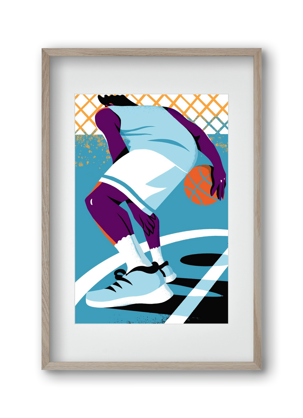 Basketball, 30x45 cm (20x30 cm), Tölgy keret, paszpartuval