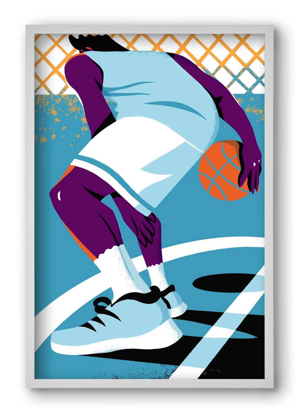 Basketball, 40x60 cm (40x60 cm), Fehér keret