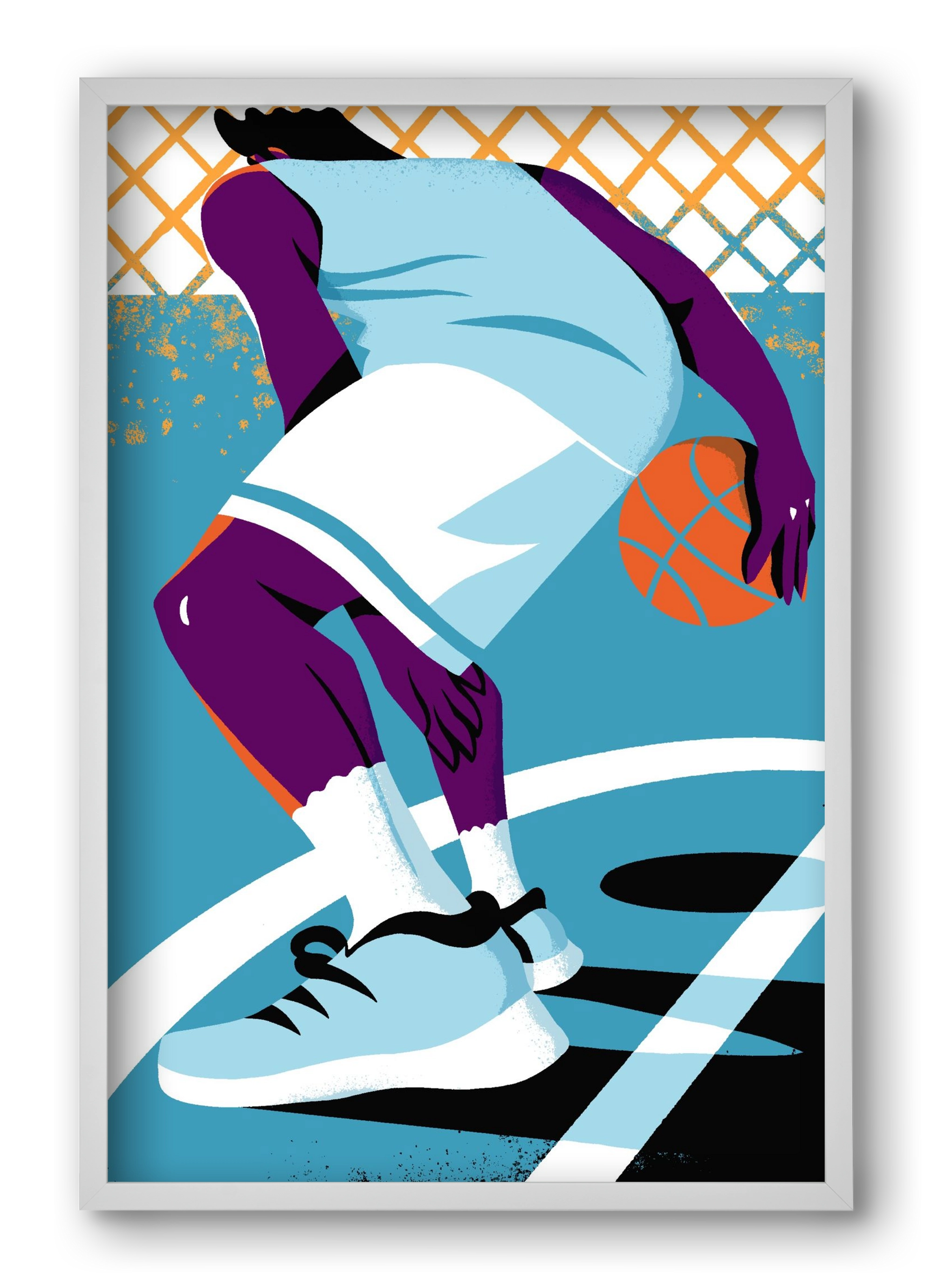 Basketball, 40x60 cm (40x60 cm), Fehér keret