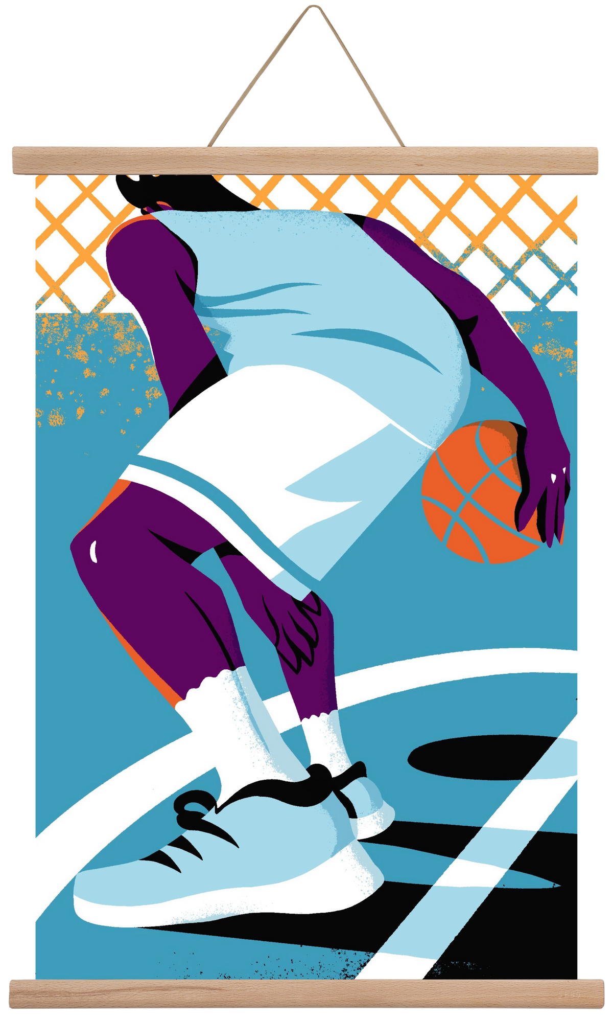 Basketball, 40x60 cm (40x60 cm), Tölgy akasztó