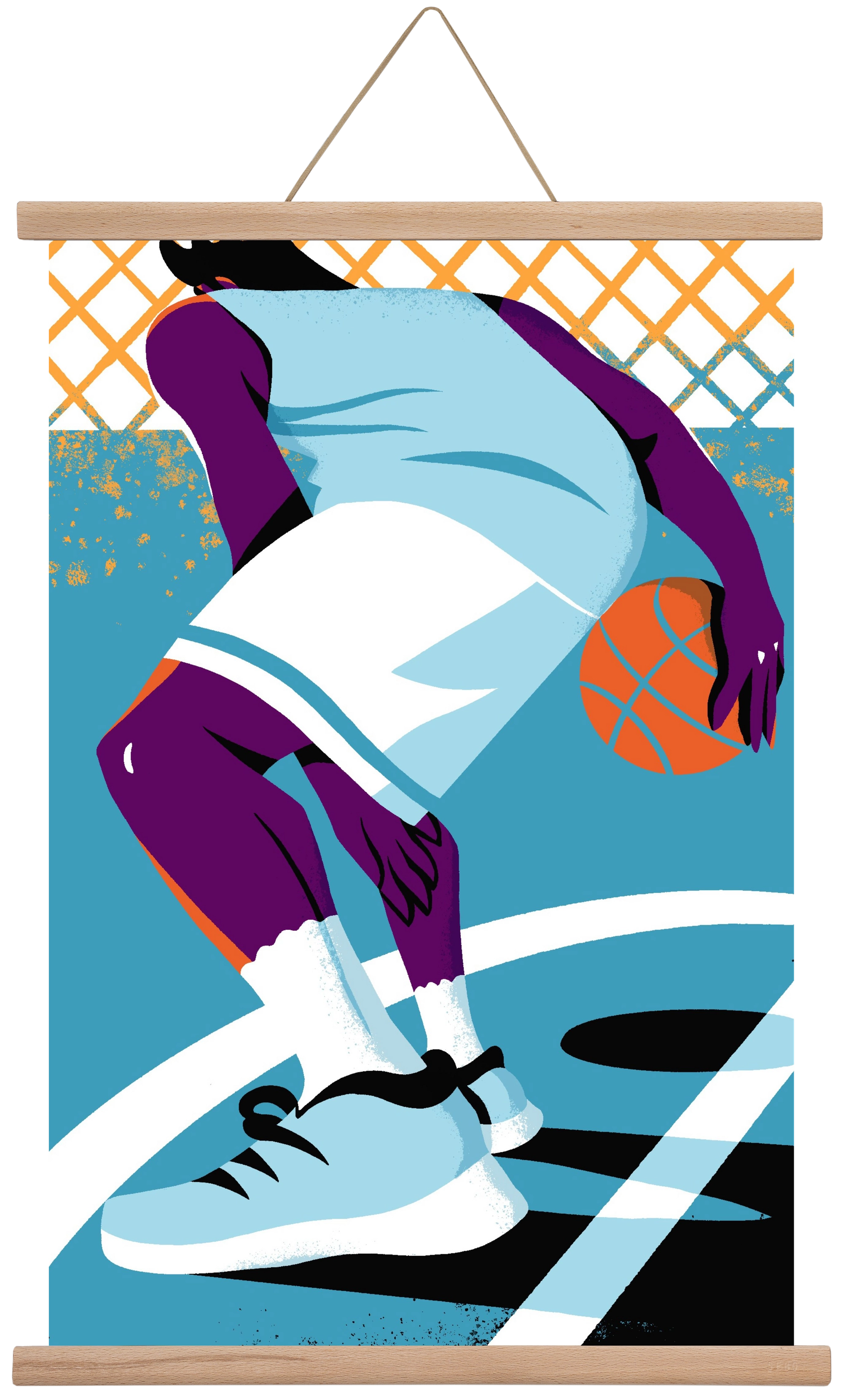 Basketball, 40x60 cm (40x60 cm), Tölgy akasztó