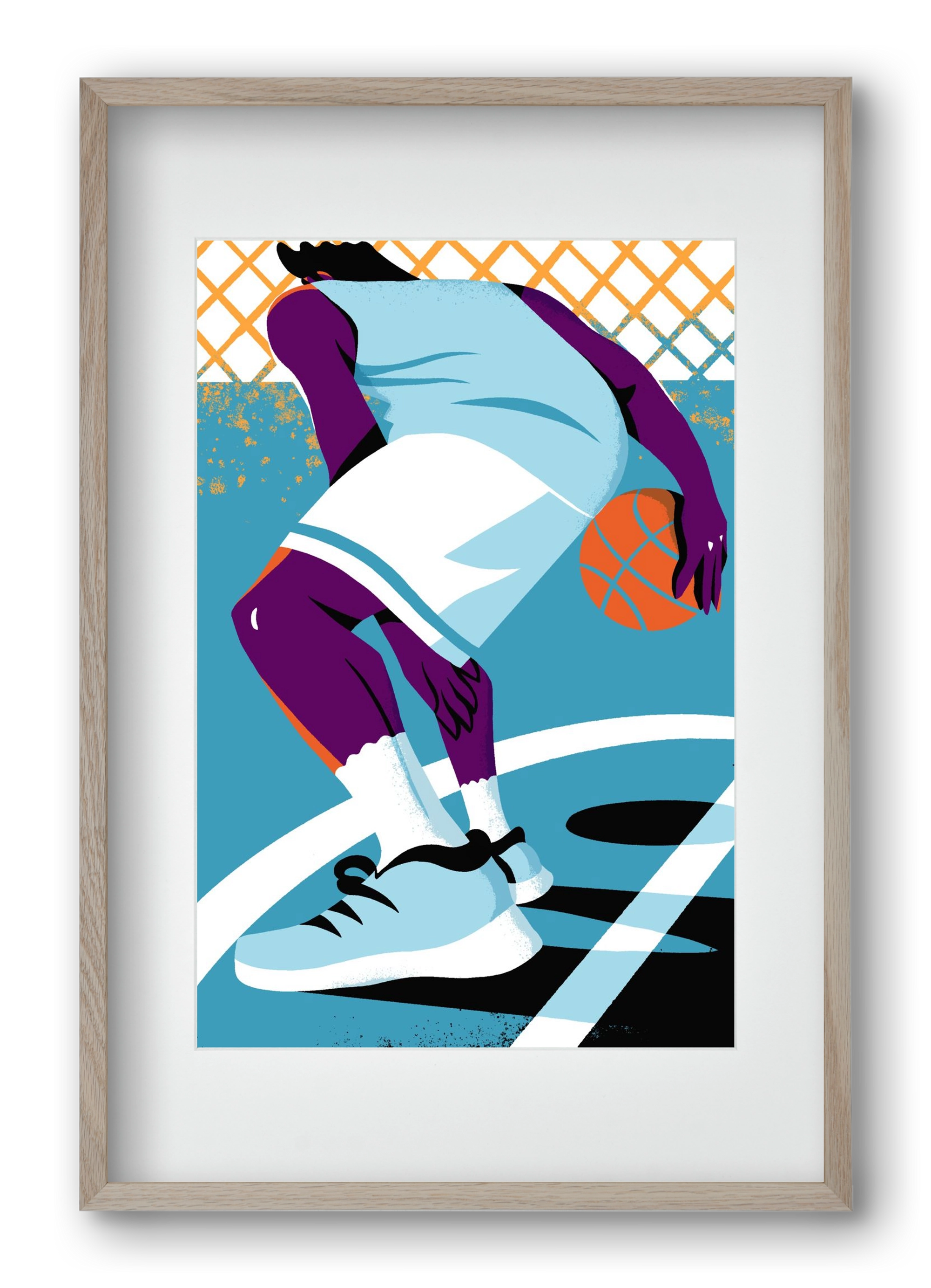 Basketball, 40x60 cm (30x45 cm), Tölgy keret, paszpartuval