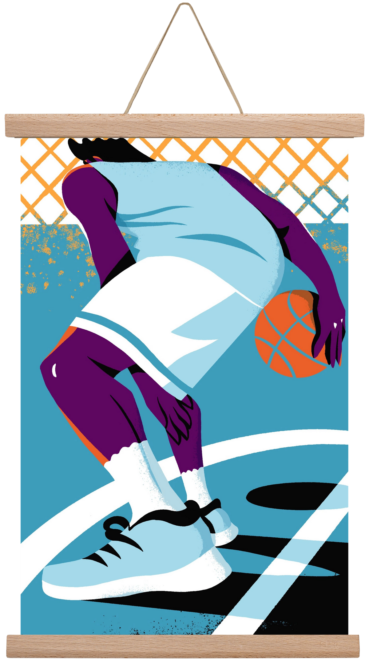 Basketball, 30x45 cm (30x45 cm), Tölgy akasztó