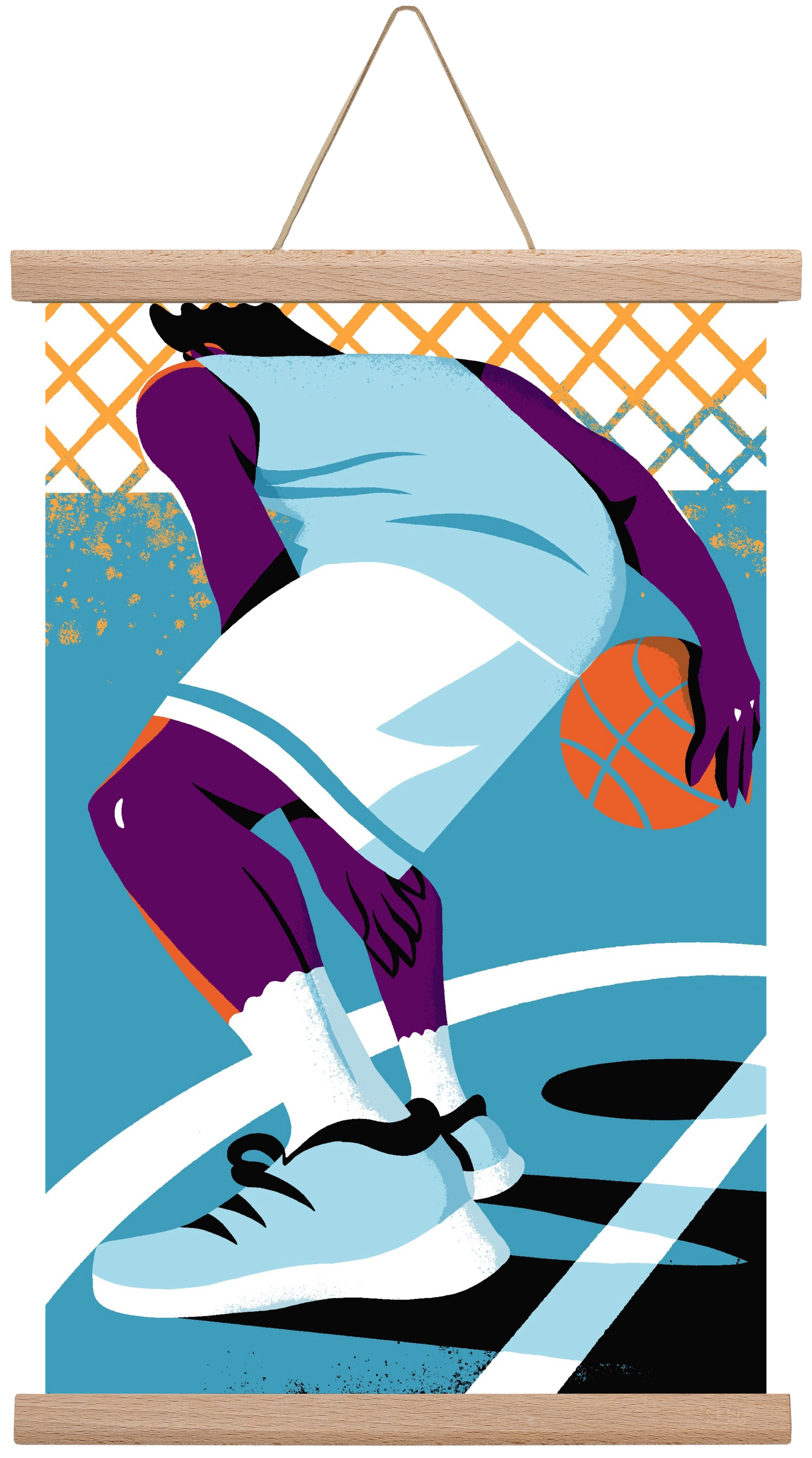 Basketball, 30x45 cm (30x45 cm), Tölgy akasztó